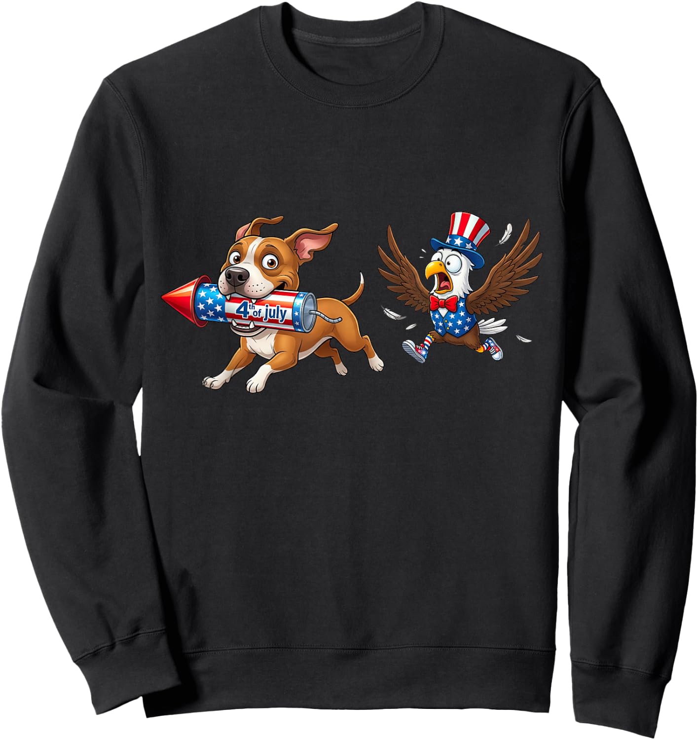 American Staffordshire Terrier American USA Flag 4th of July Sweatshirt - Sweatshirt | Black