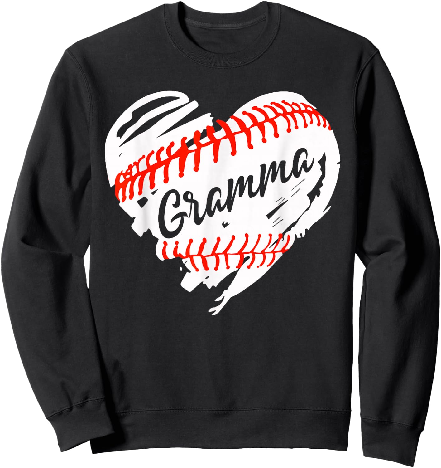 Baseball Heart Baseball Gramma Women Softball Mom Short Sweatshirt - Sweatshirt | Black