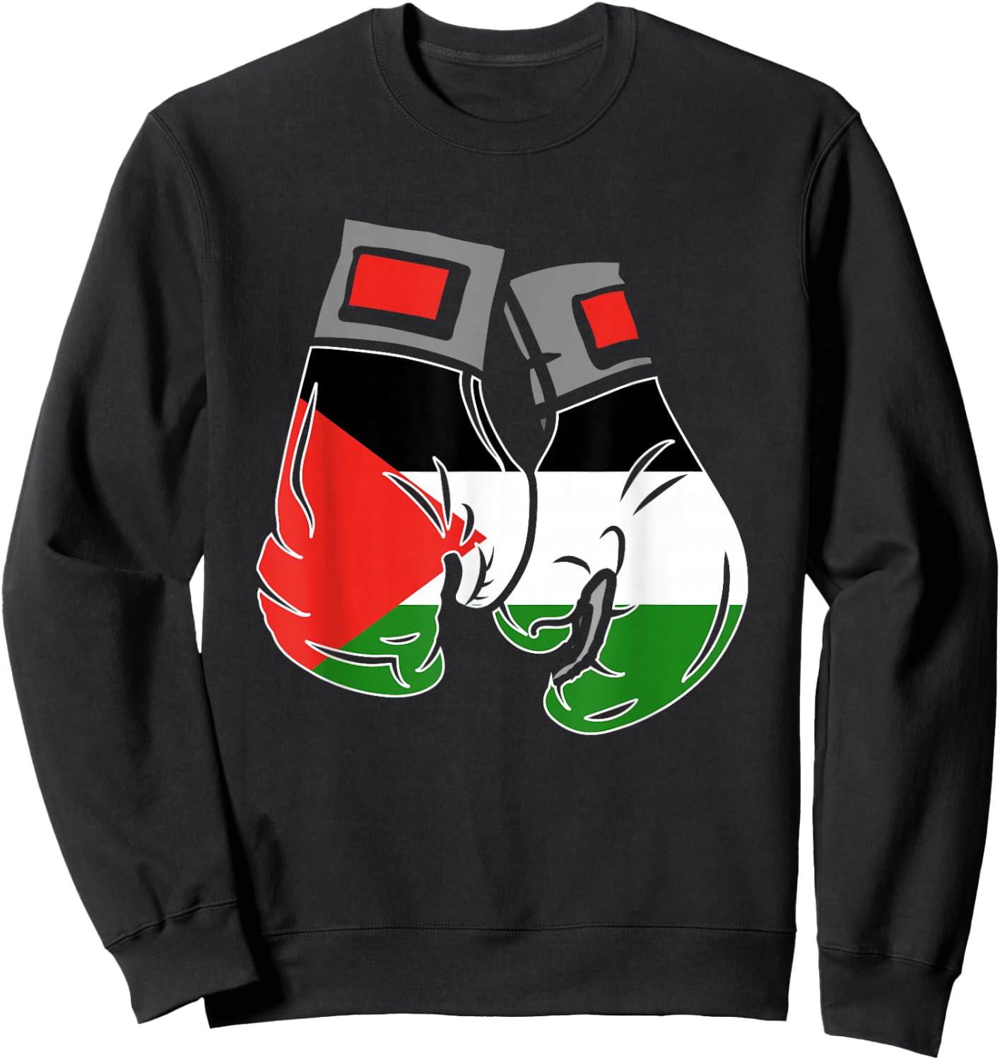 Boxing Glove with Palestine Flag , Black, S Sweatshirt - Sweatshirt | Black
