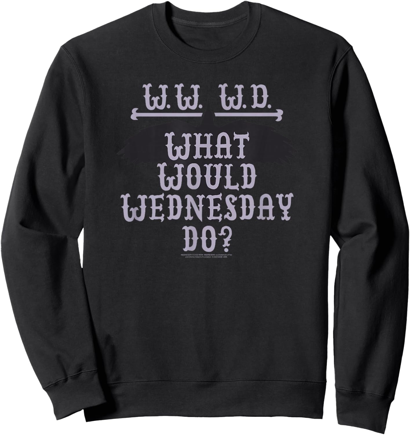 Wednesday What Would Wednesday Do Raven Silhouette Logo Sweatshirt - Sweatshirt | Black