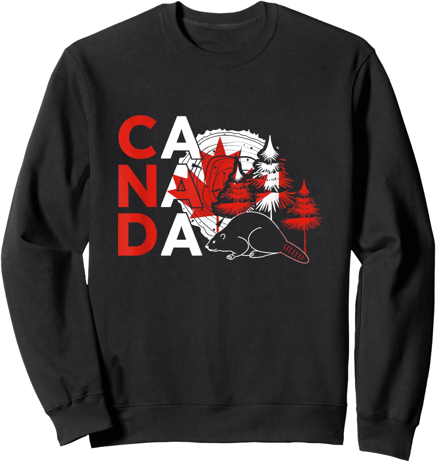 Canada – Beaver Wilderness & Maple Syrup Vibes Sweatshirt - Sweatshirt | Black