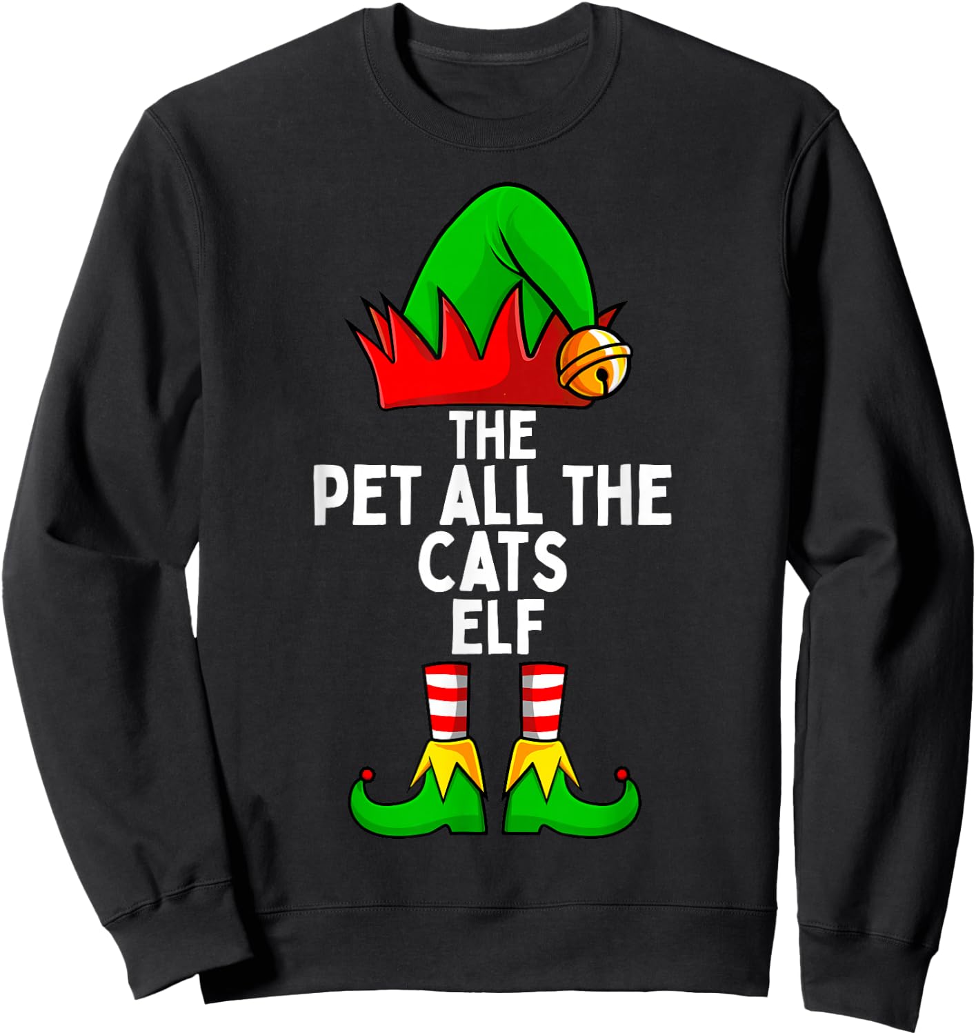 Pet All the Cats Elf Matching Family Christmas Sweatshirt - Sweatshirt | Black