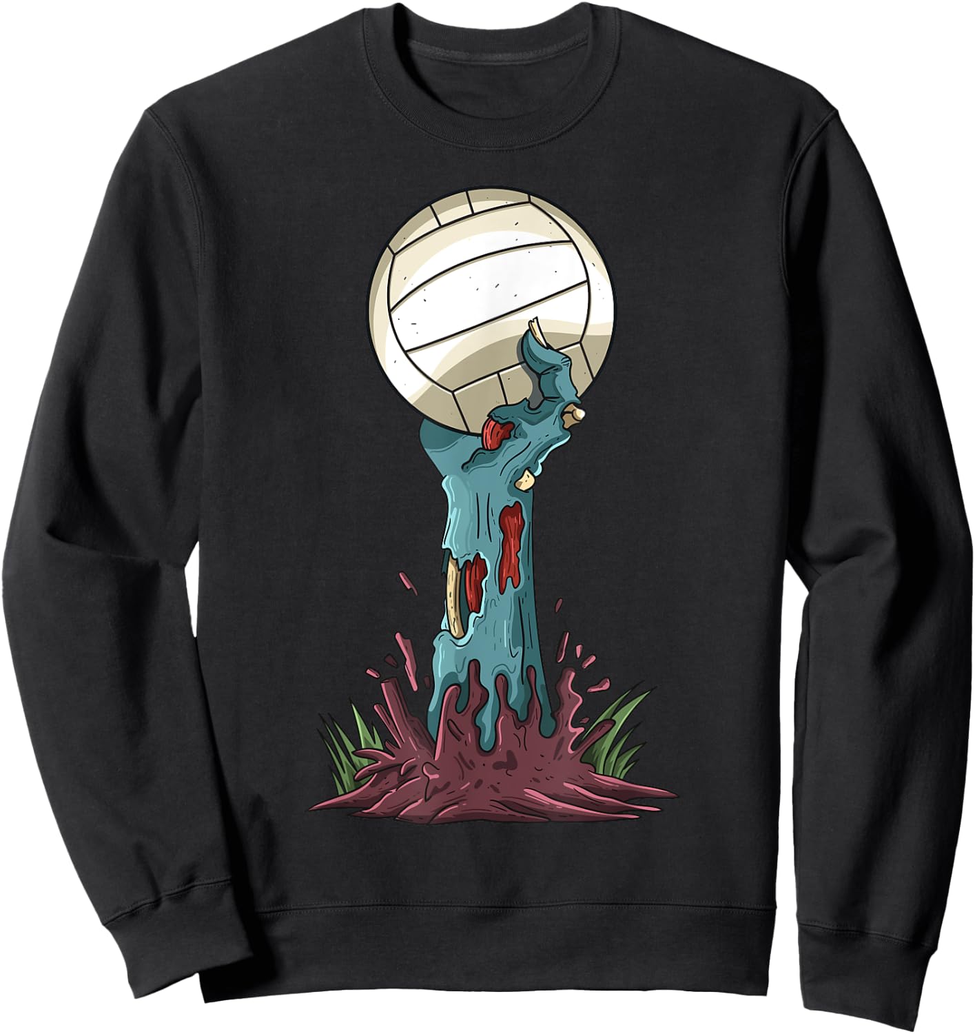Zombie Hands Volleyball Funny Halloween Horror Scary Costume Sweatshirt - Sweatshirt | Black