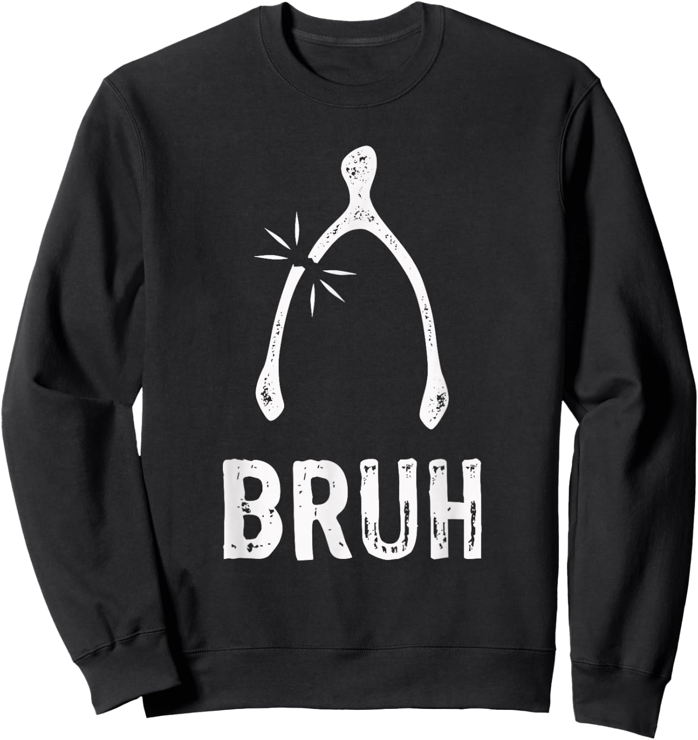 Bruh Wishbone Funny Thanksgiving Sweatshirt - Sweatshirt | Black