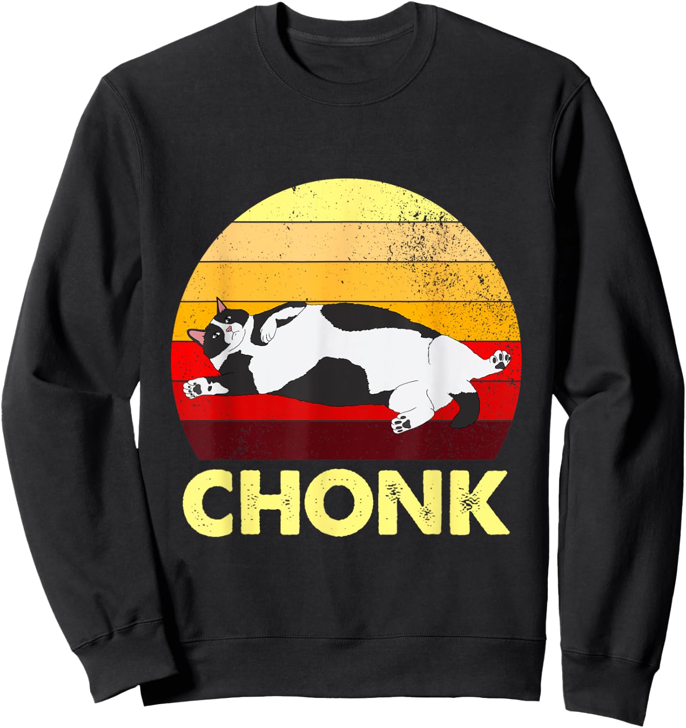 Retro Funny Chonk Cat Women Sweatshirt - Sweatshirt | Black