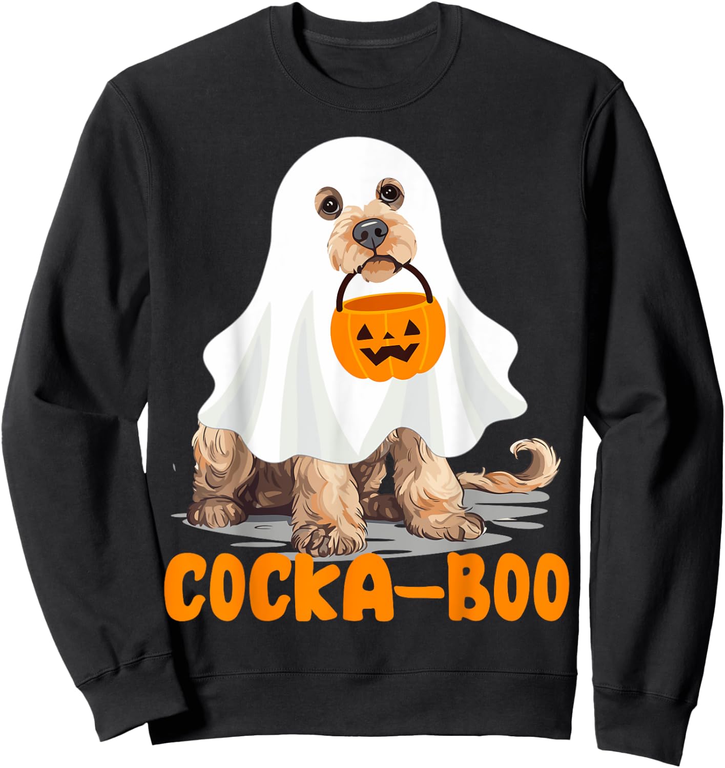 Cocka-boo Funny Boo Ghost Halloween Costume Cockapoo Lovers Sweatshirt - Sweatshirt | Black