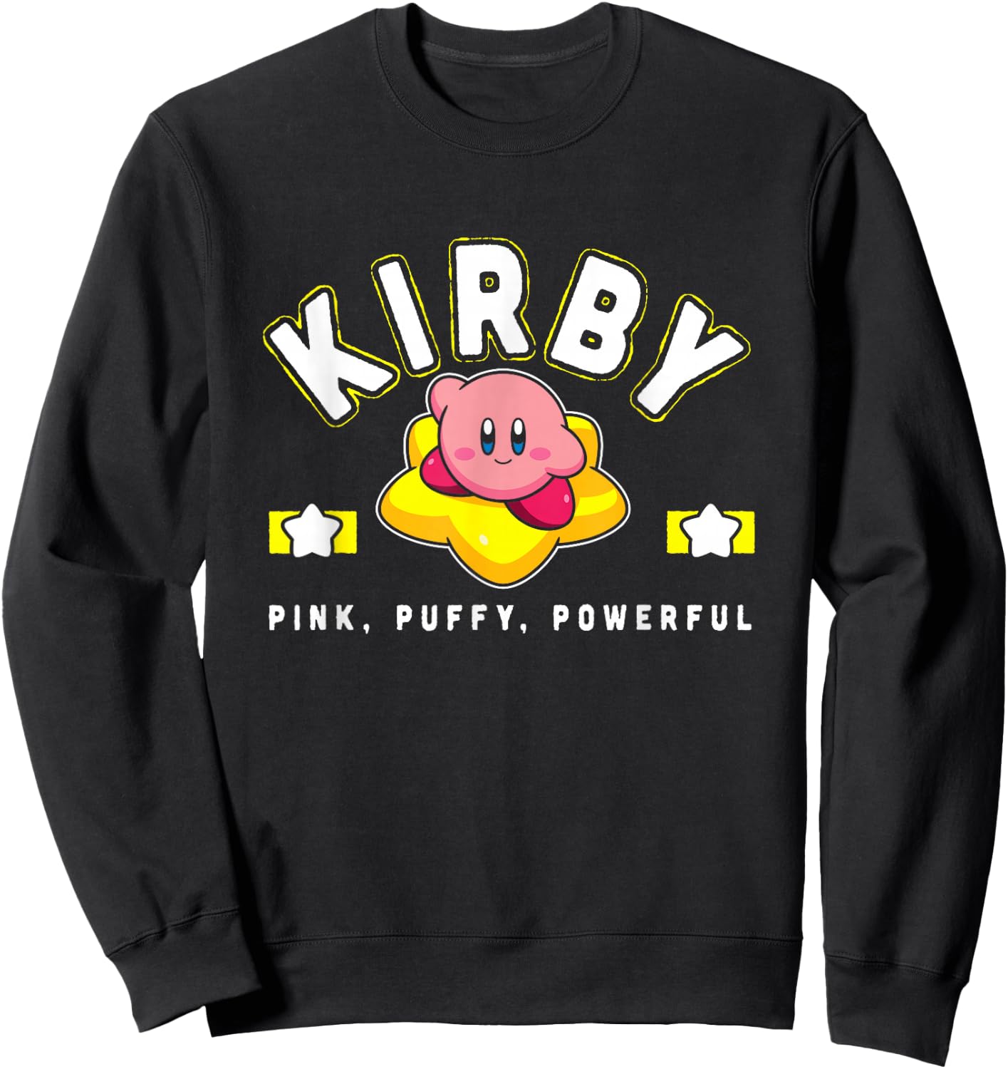 Kirby Cute Star Pink Puffy Powerful Big Chest Poster Sweatshirt - Sweatshirt | Black