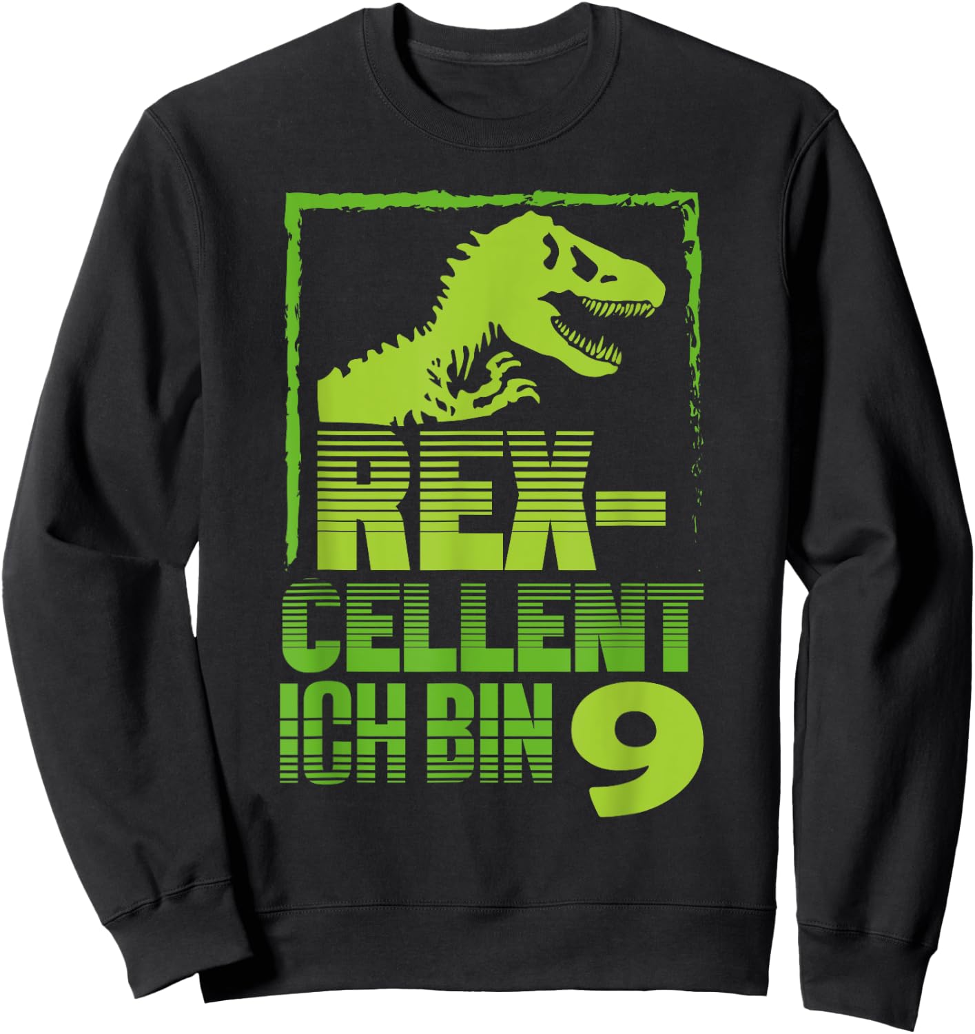 T-Rex Dino Design for a Dino Birthday 9 Years , black, s Sweatshirt - Sweatshirt | Black