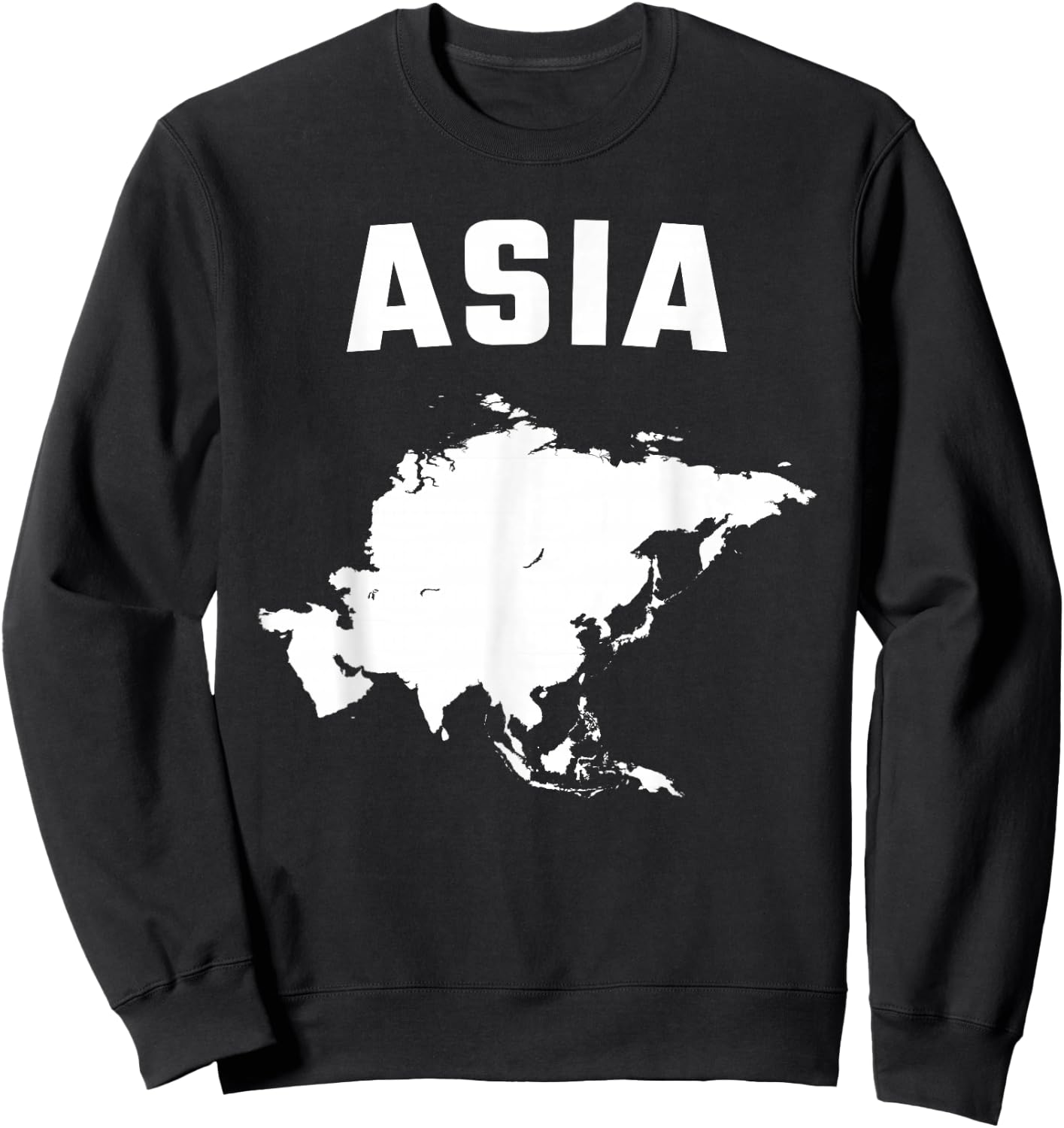 Isolated white silhouette of a map of Asia continent Sweatshirt - Sweatshirt | Black