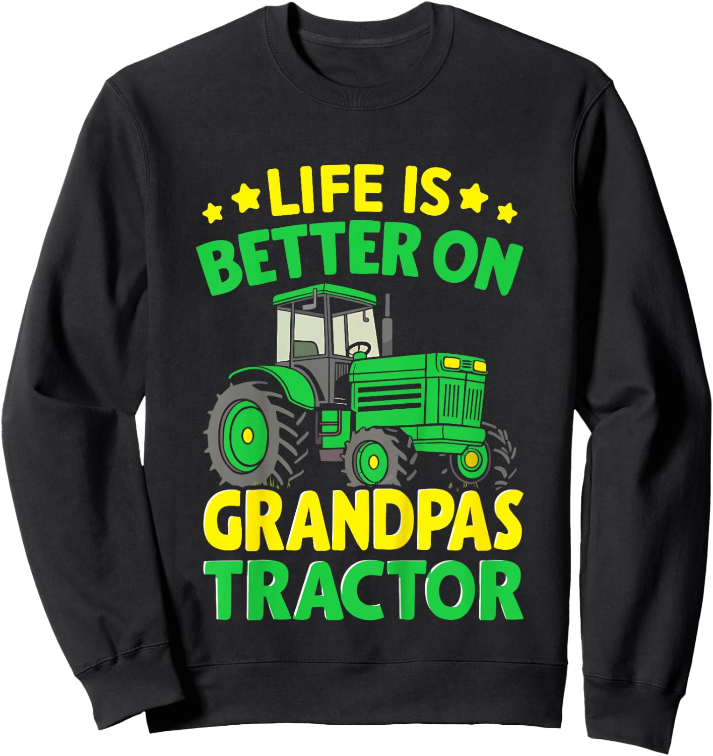 Kids Farmer Funny Tractor Boy On Grandpas Tractor Sweatshirt - Sweatshirt | Black