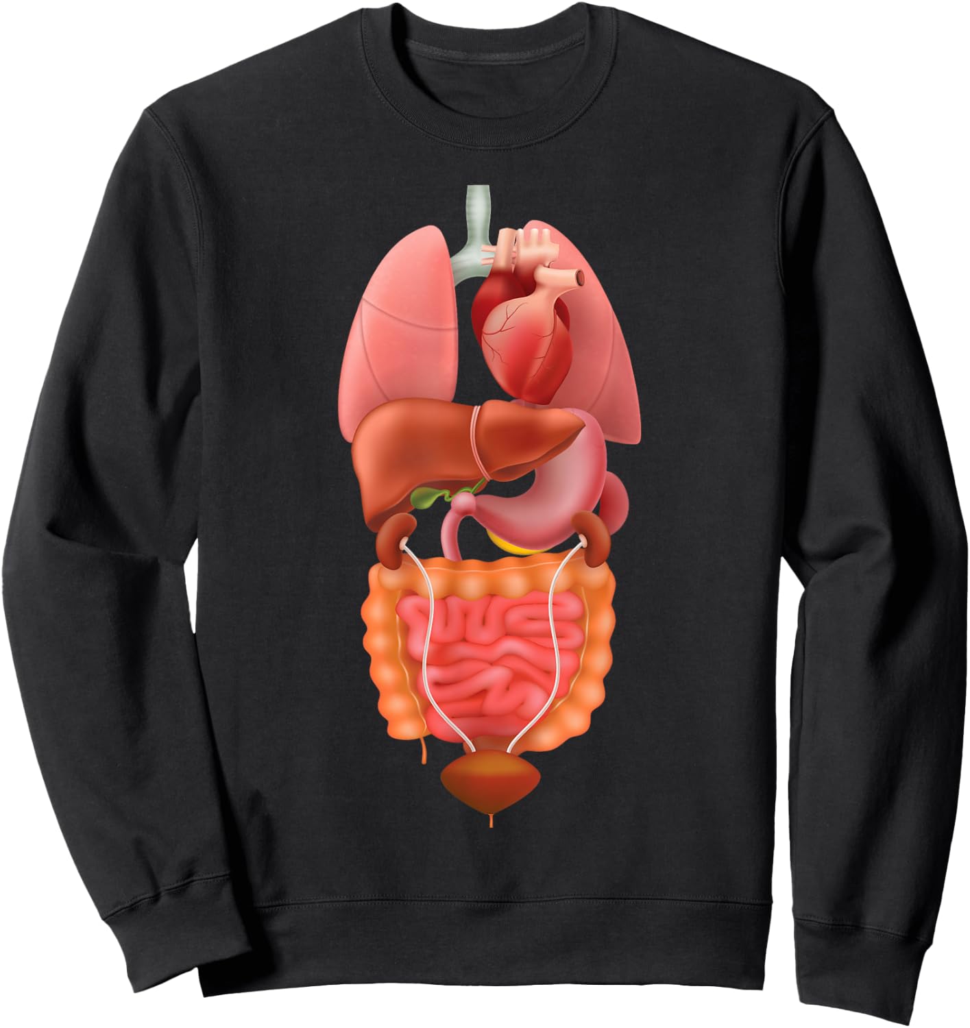 Halloween Human Body Torso Anatomy Internal Organ Fun Print Sweatshirt - Sweatshirt | Black