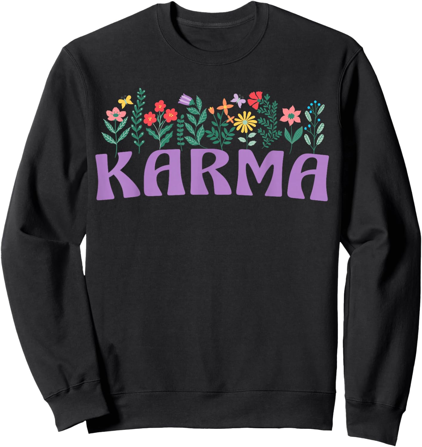 Wildflower Floral KARMA Name Mother's Day Women's Sweatshirt - Sweatshirt | Black