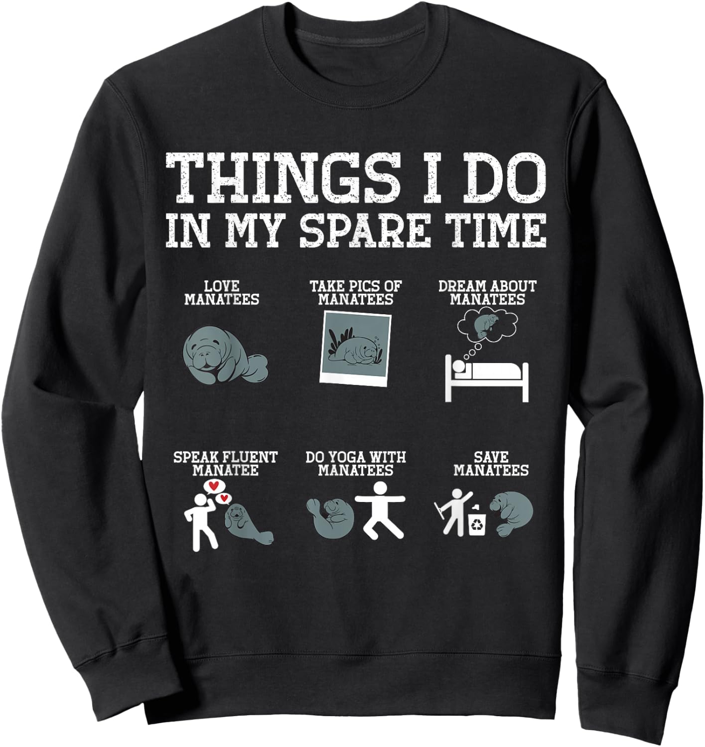 Manatee Round Tail Sea Cows Sweatshirt - Sweatshirt | Black