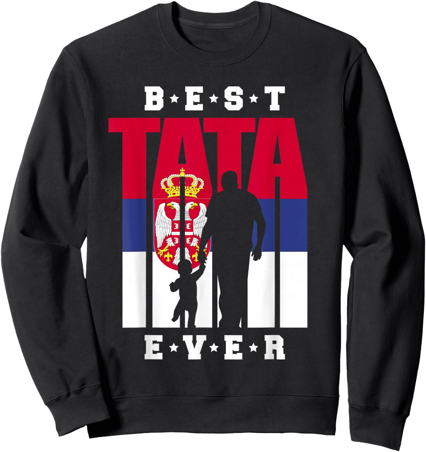 Tata und Baby Serbien Flagge Papa Serbischer Vater Sweatshirt - Sweatshirt | Black