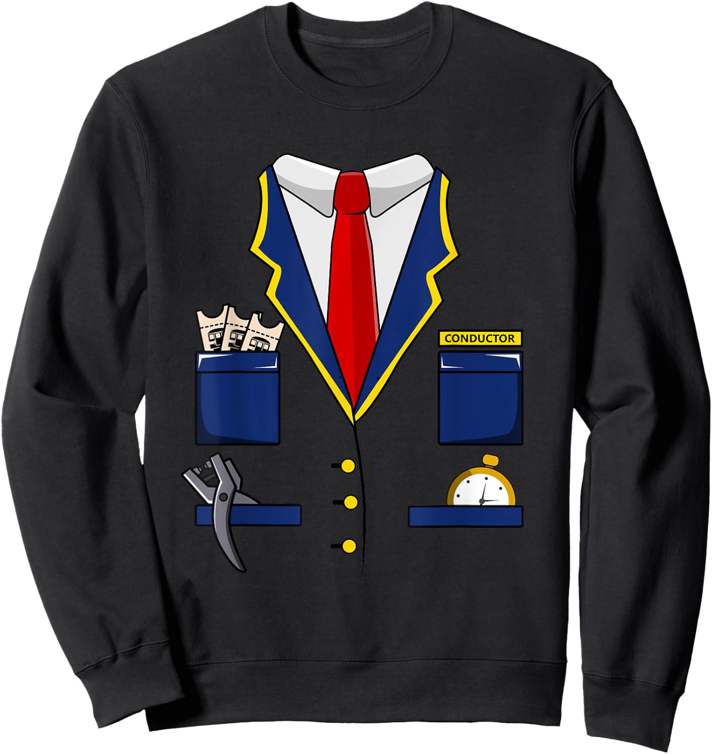 Adult Kids Railroad Halloween Train Conductor Costume Sweatshirt - Sweatshirt | Black