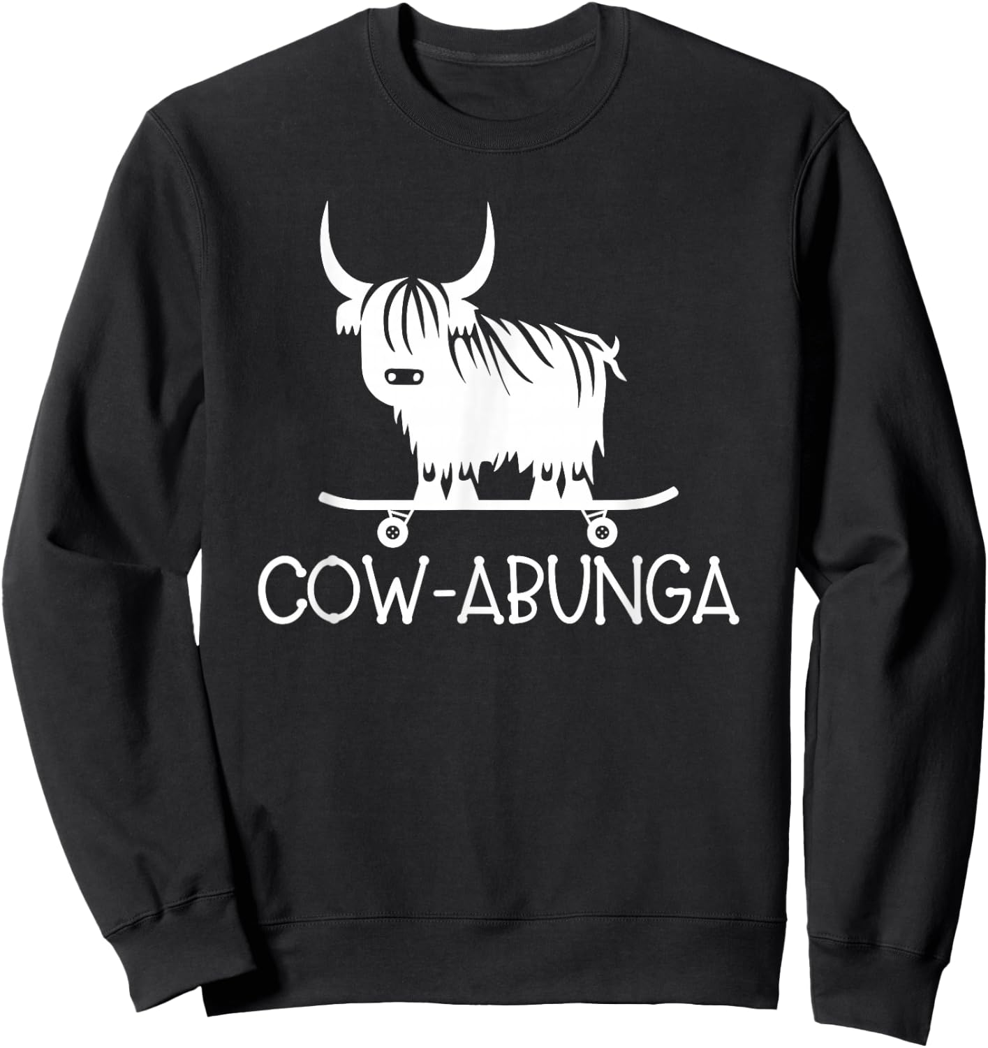 Highland Cow Skateboard Cowabunga Funny Western Girl Country Sweatshirt - Sweatshirt | Black