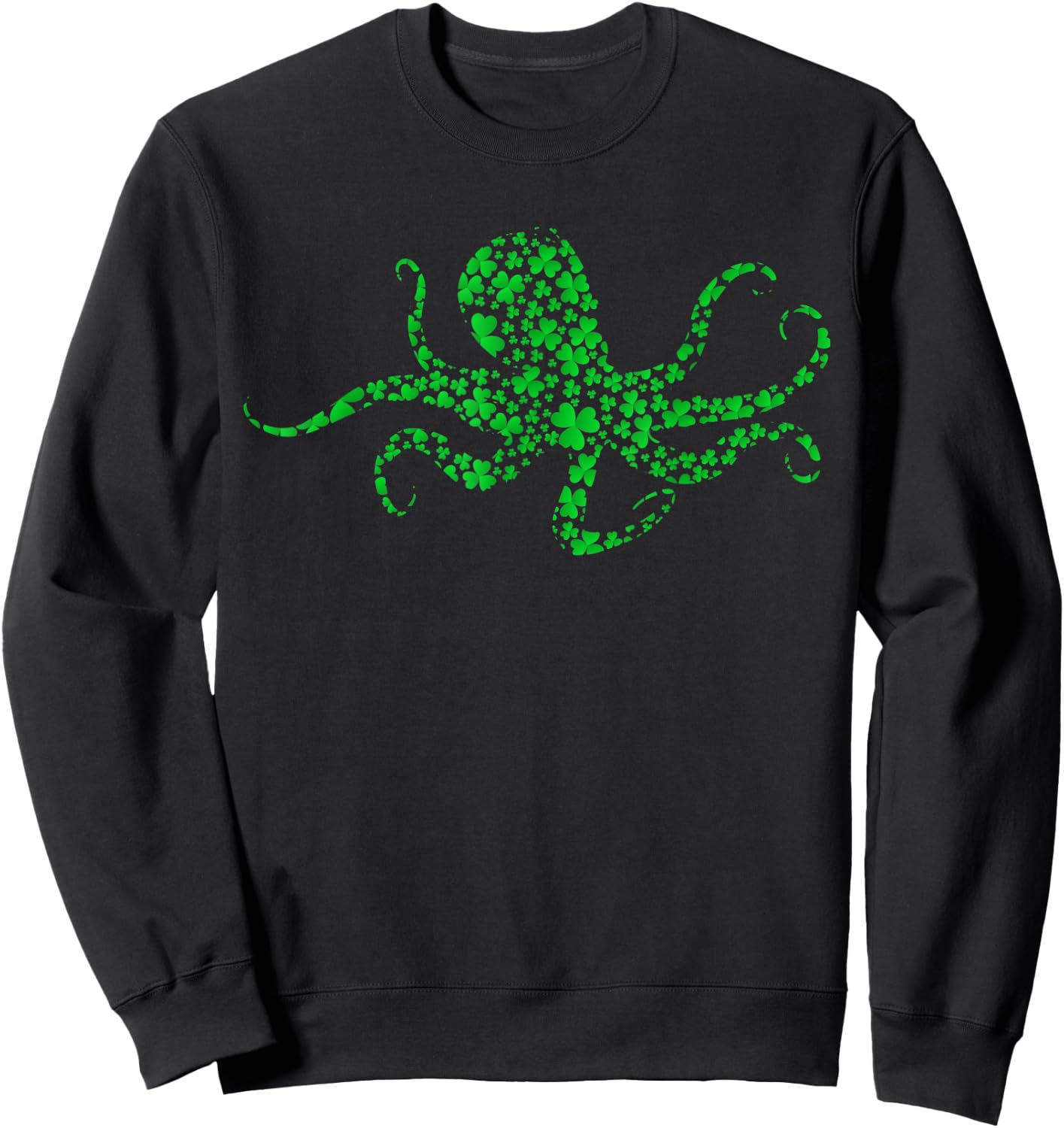 Octopus Lover Irish Shamrock Octopus St. Patrick's Day Sweatshirt - Sweatshirt | Black