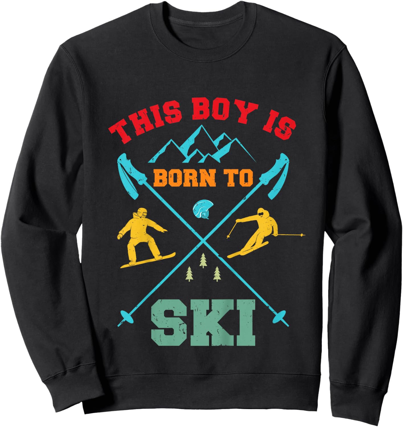 Children's Skiing Cool Boys Riding Ski Funny Boys , black Sweatshirt - Sweatshirt | Black