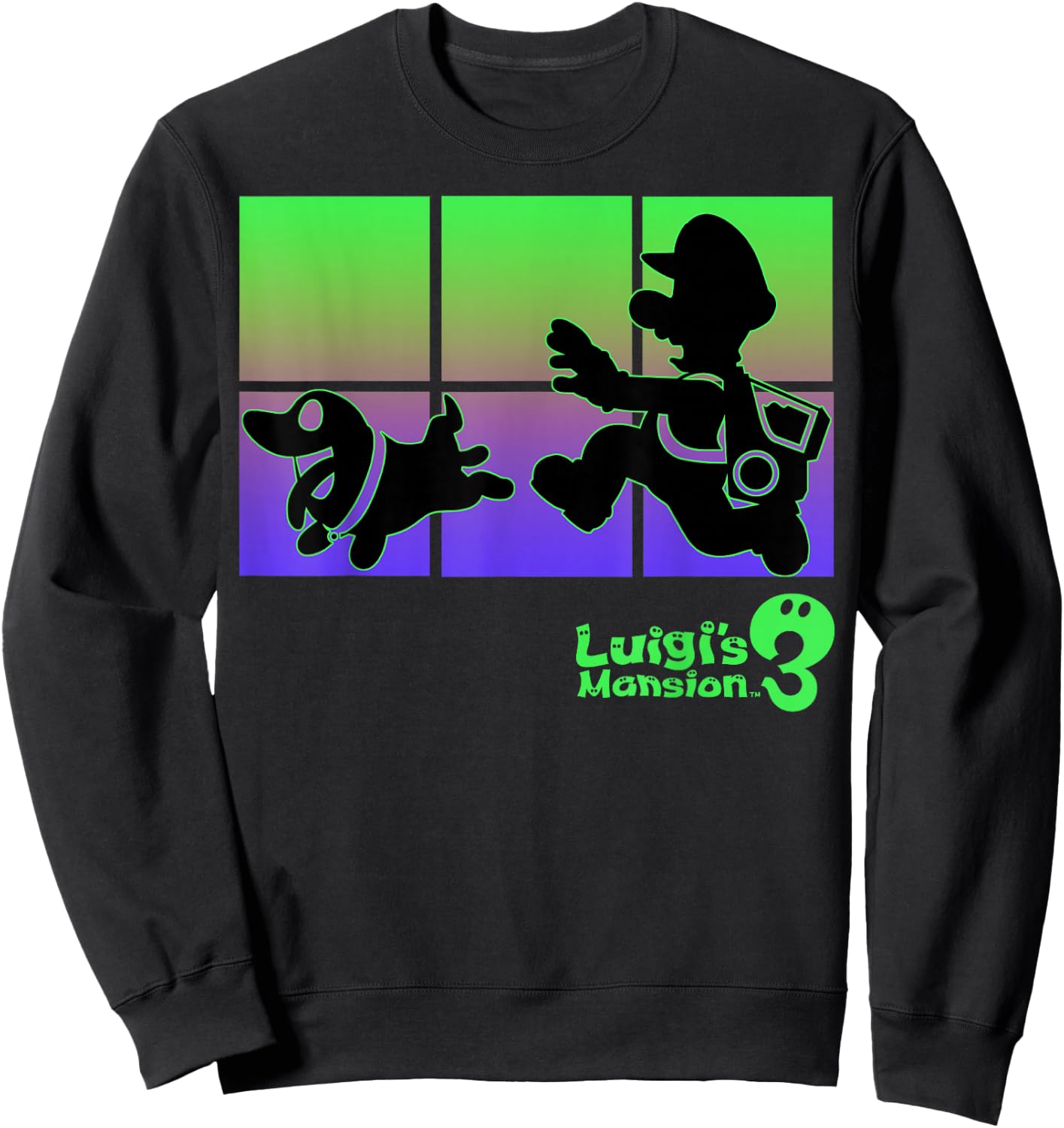 Luigi's Mansion 3 Luigi And Polterpup Silhouette Sweatshirt - Sweatshirt | Black