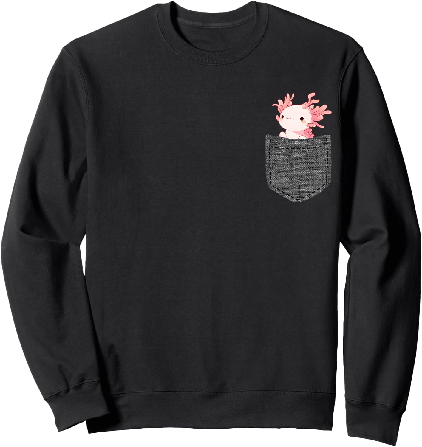 Axolotl in Chest Pocket, black Sweatshirt - Sweatshirt | Black