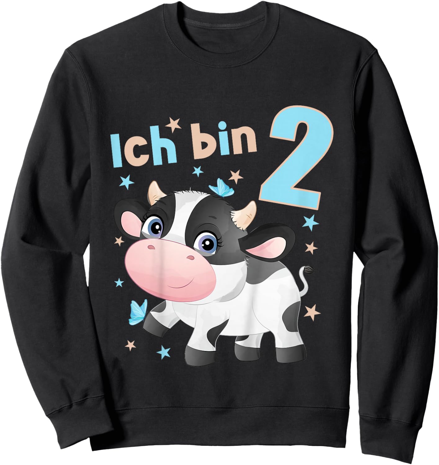 2 Jahre alt Ich bin 2 Kühe Kuh Kälbchen 2. Geburtstag Sweatshirt - Sweatshirt | Black