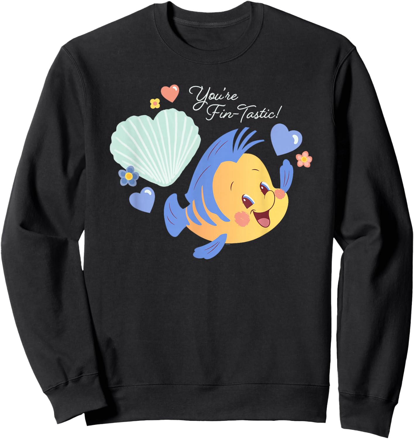Disney Little Mermaid Flounder You’re Fin-Tastic Valentine’s Sweatshirt - Sweatshirt | Black