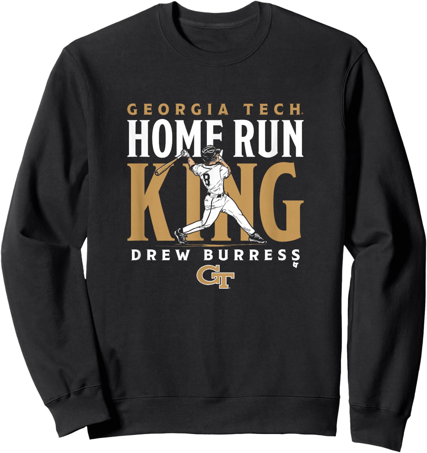 Drew Burress - Home Run King - Georgia Tech Baseball Sweatshirt - Sweatshirt | Black