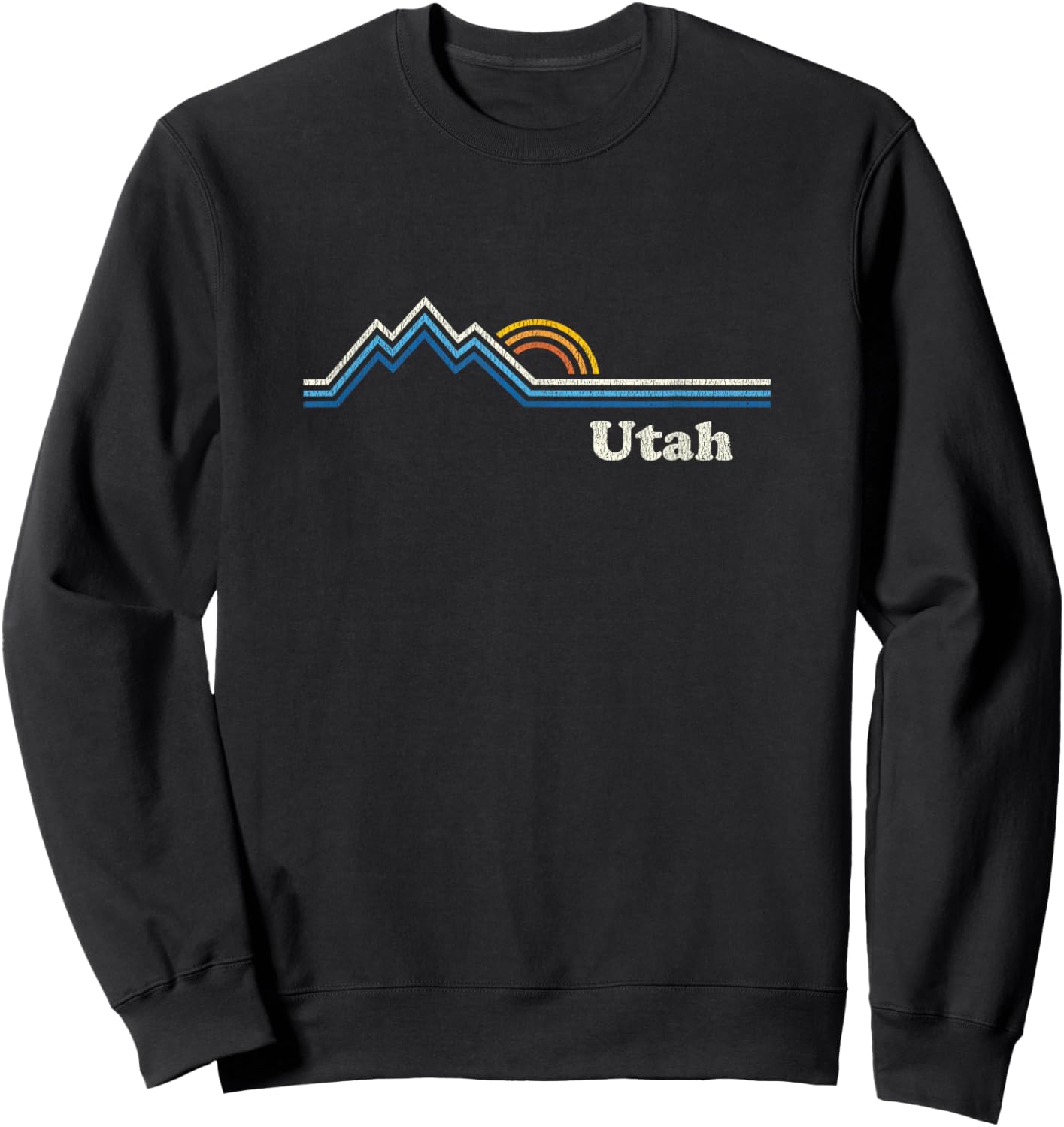 Retro Utah T Shirt Vintage Sunrise Mountains Design Sweatshirt - Sweatshirt | Black