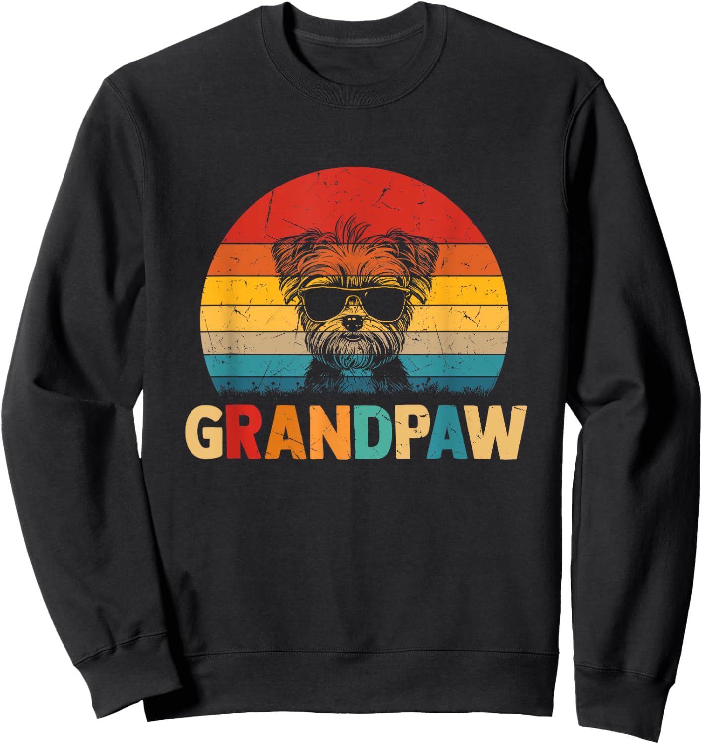 Funny Grandpaw Retro Vintage Morkie Lovers Grandpa Fathers Sweatshirt - Sweatshirt | Black