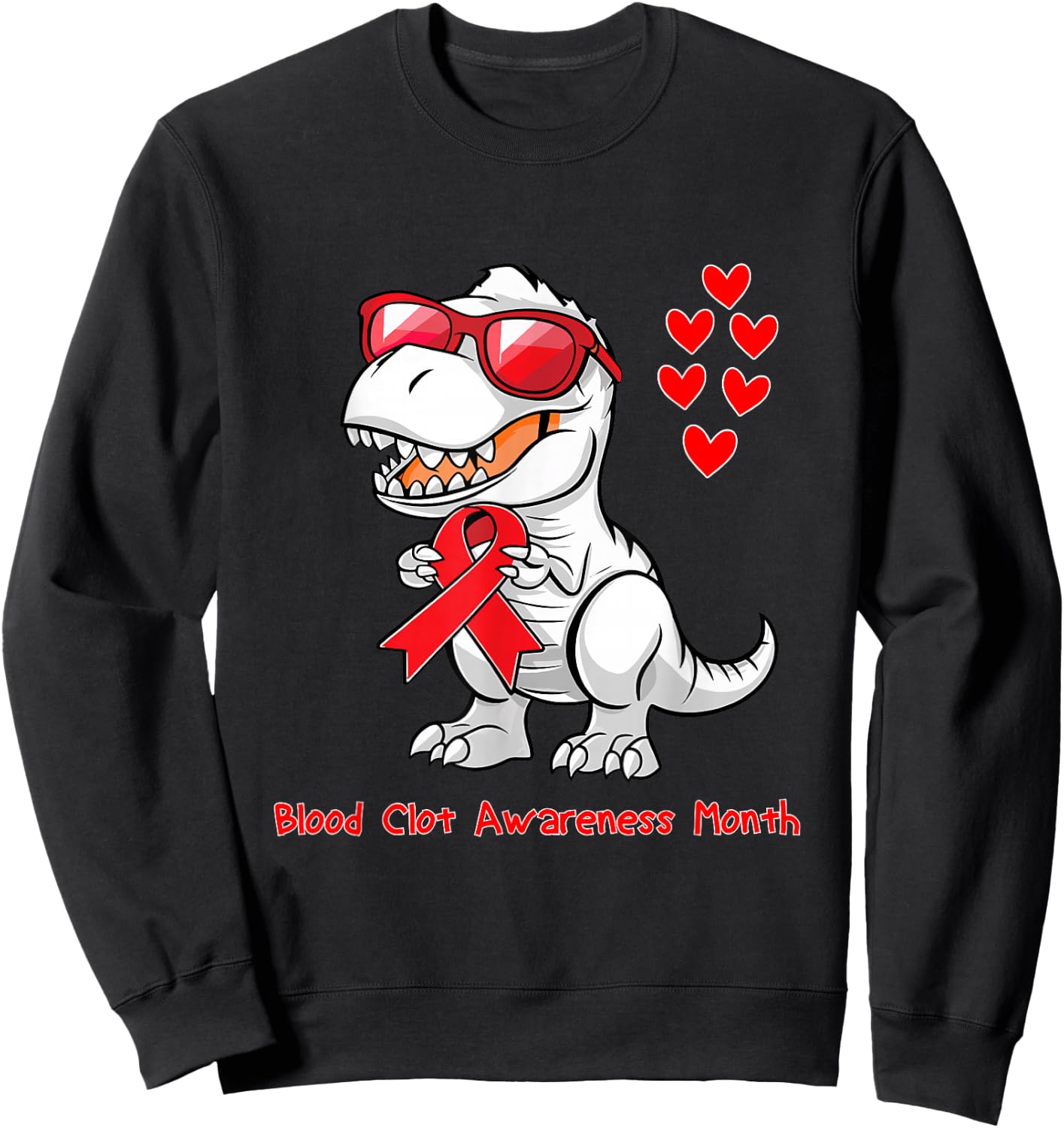 T-rex Dinosaur Blood Clot Awareness Day Dino Toddlers Sweatshirt - Sweatshirt | Black