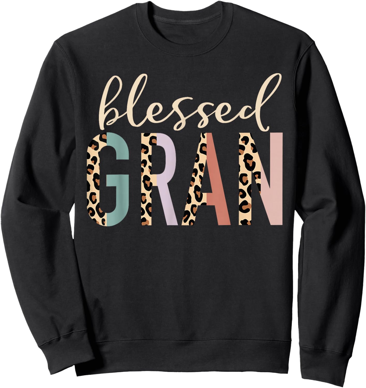 Blessed Gran Cute Leopard Print Sweatshirt - Sweatshirt | Black