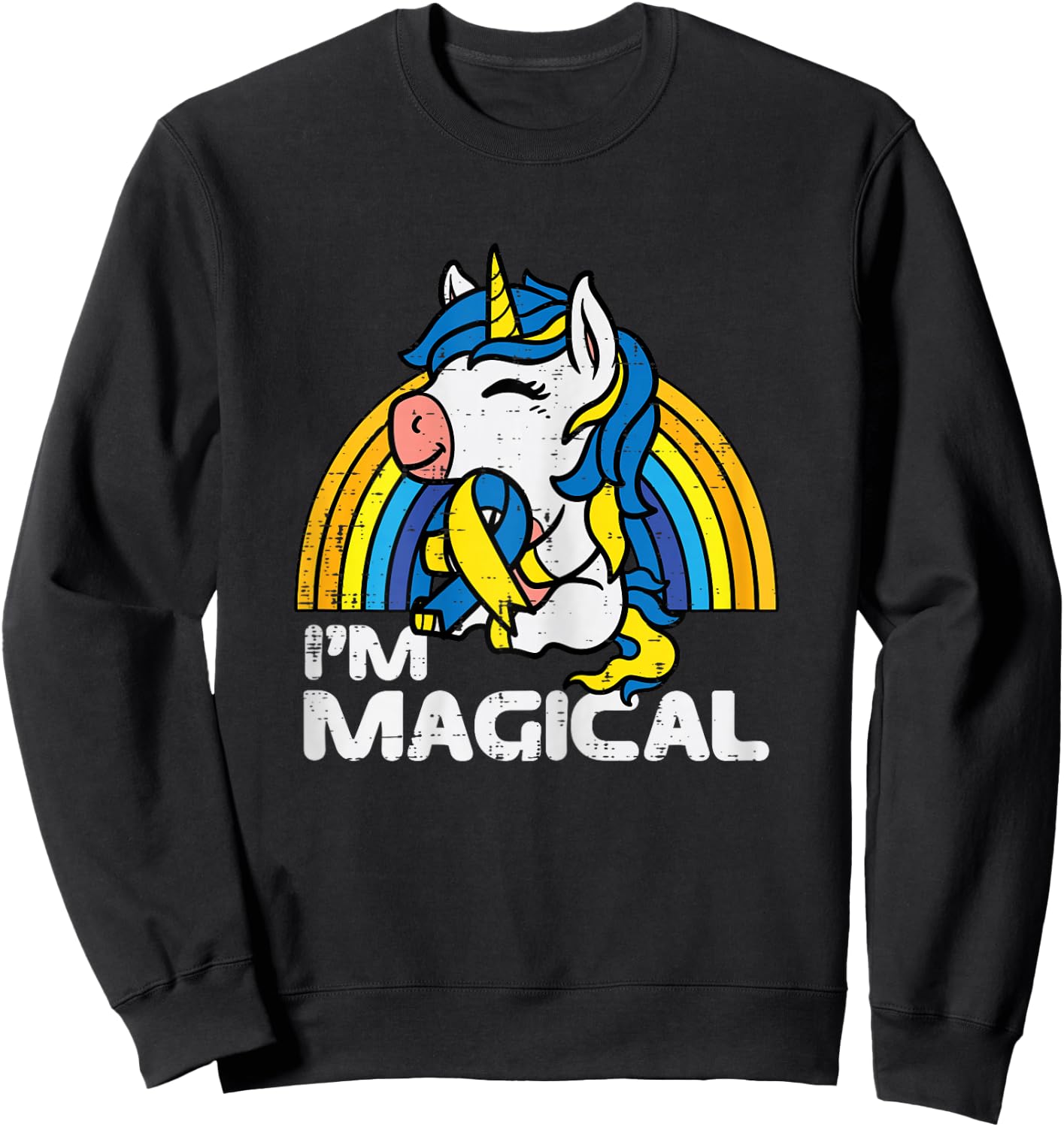 Down Syndrome Awareness Unicorn Magical Toddler Girls Kids Sweatshirt - Sweatshirt | Black