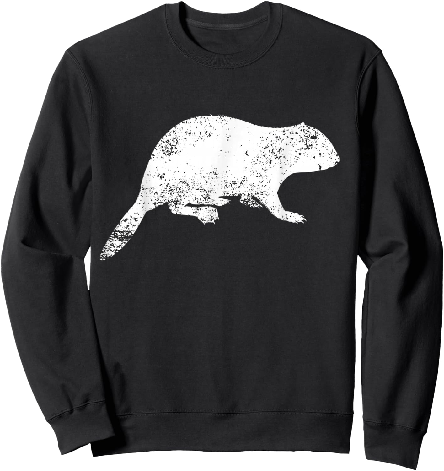 Distressed Grunge Beaver Print - Vintage Beaver Sweatshirt - Sweatshirt | Black