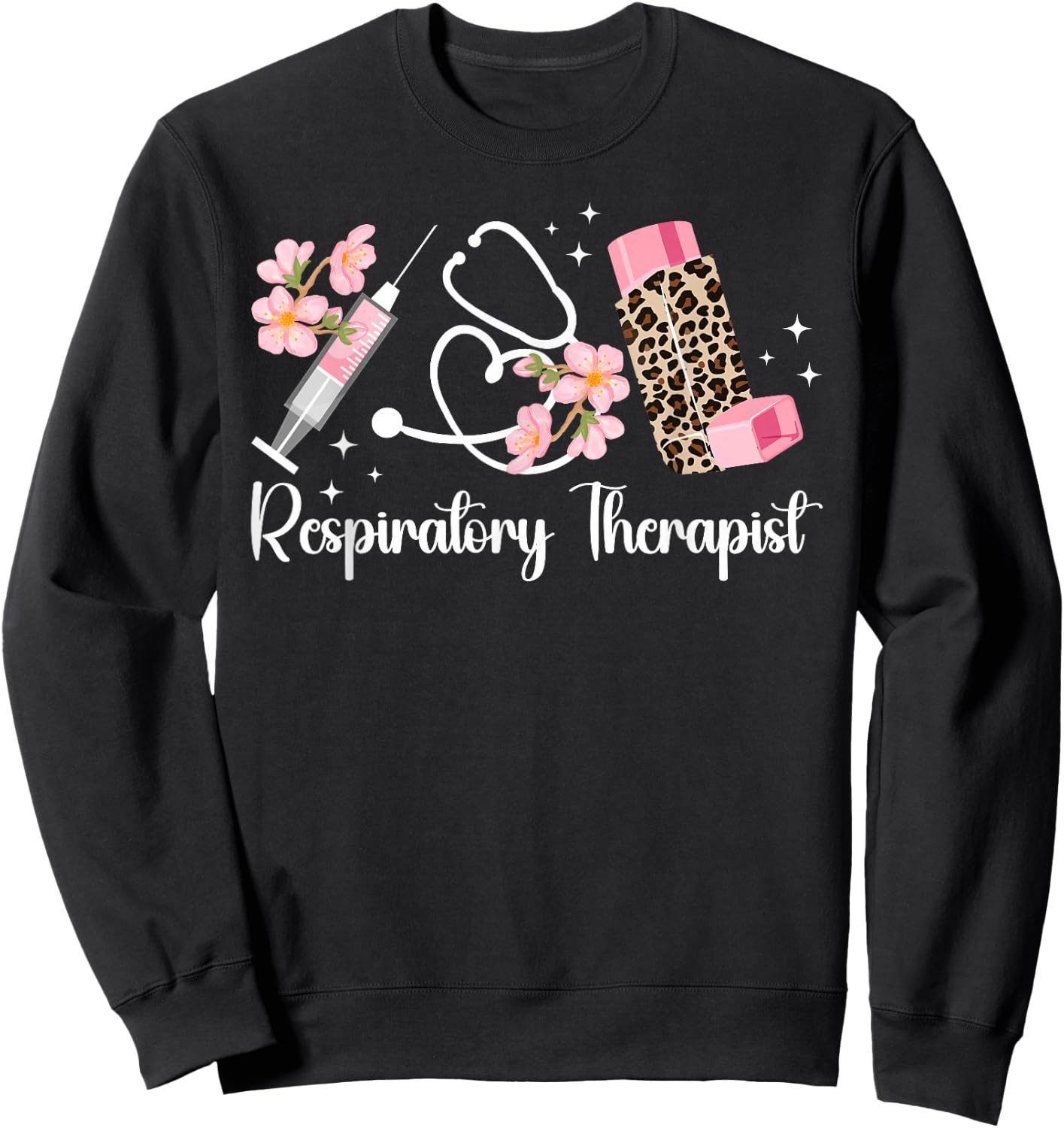Respiratory Therapist Leopard Respiratory Therapy RT Sweatshirt - Sweatshirt | Black