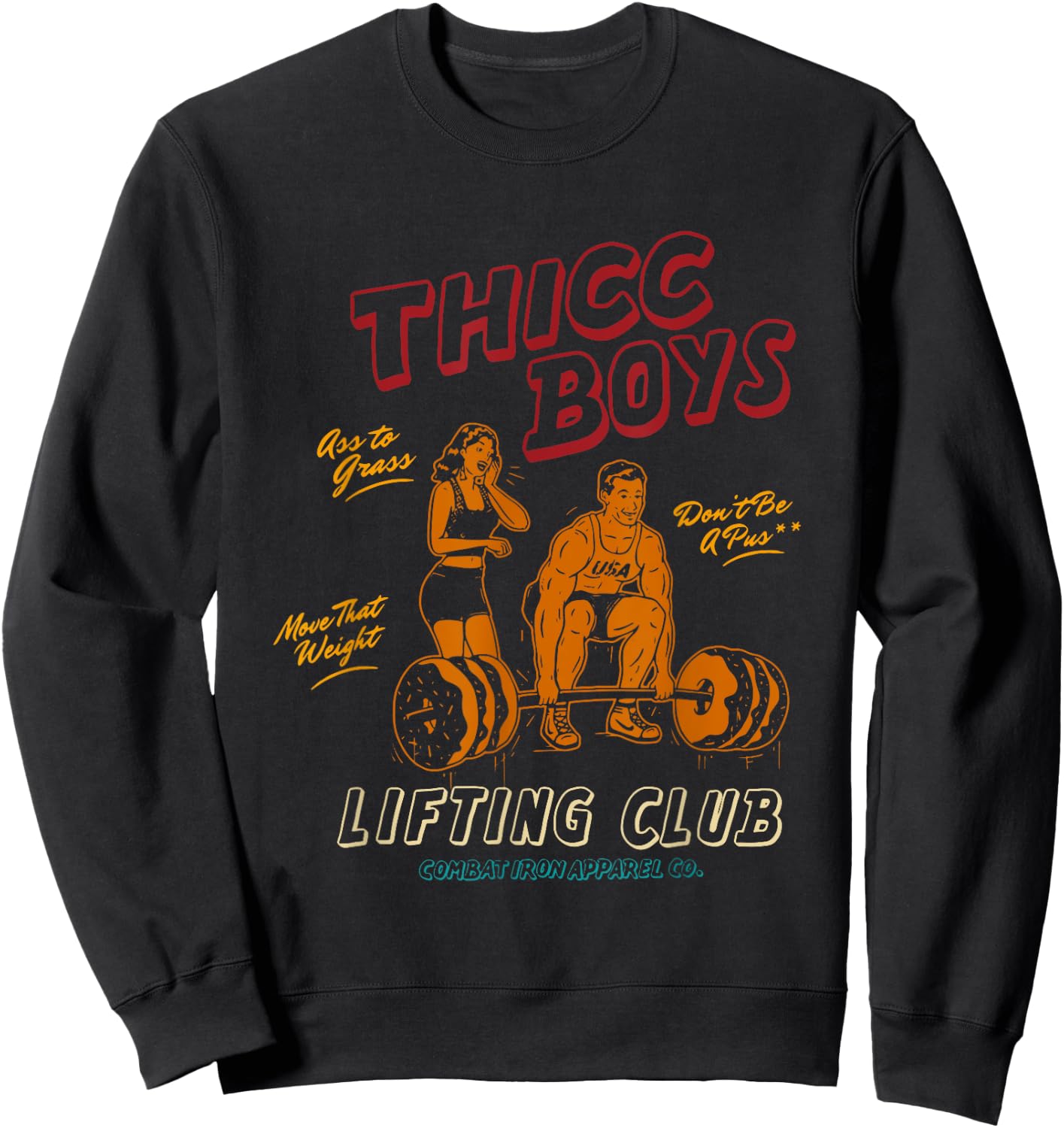 Thicc Boys Work-out Club Sweatshirt - Sweatshirt | Black