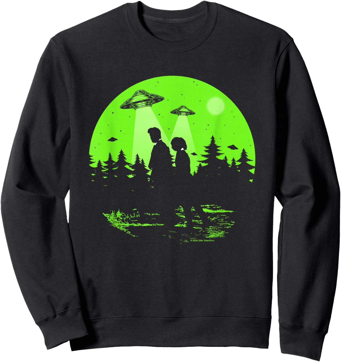 X-Files Mulder & Scully Silhouettes In The Woods , Black, S Sweatshirt - Sweatshirt | Black