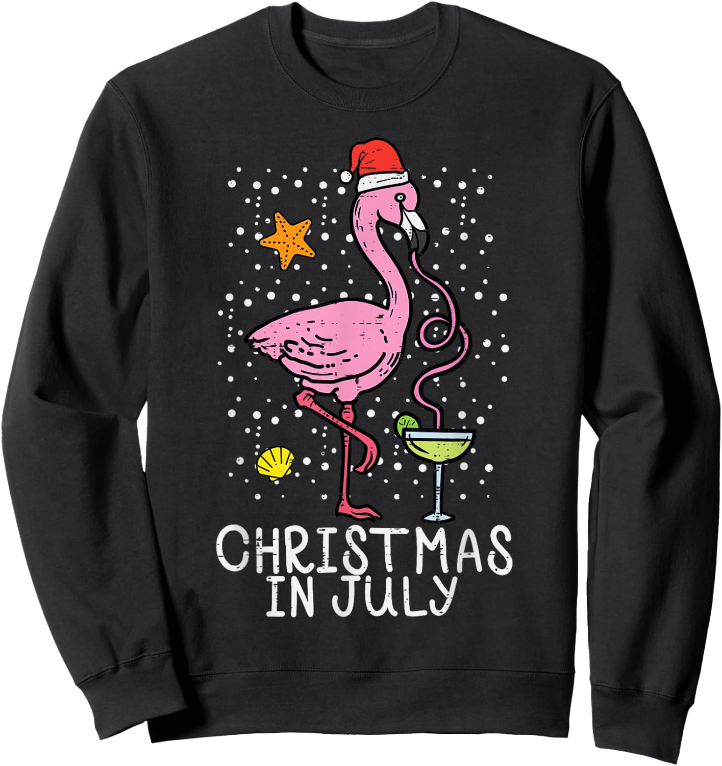 Christmas In July Flamingo Santa Summer Xmas Women Men Kids Sweatshirt - Sweatshirt | Black