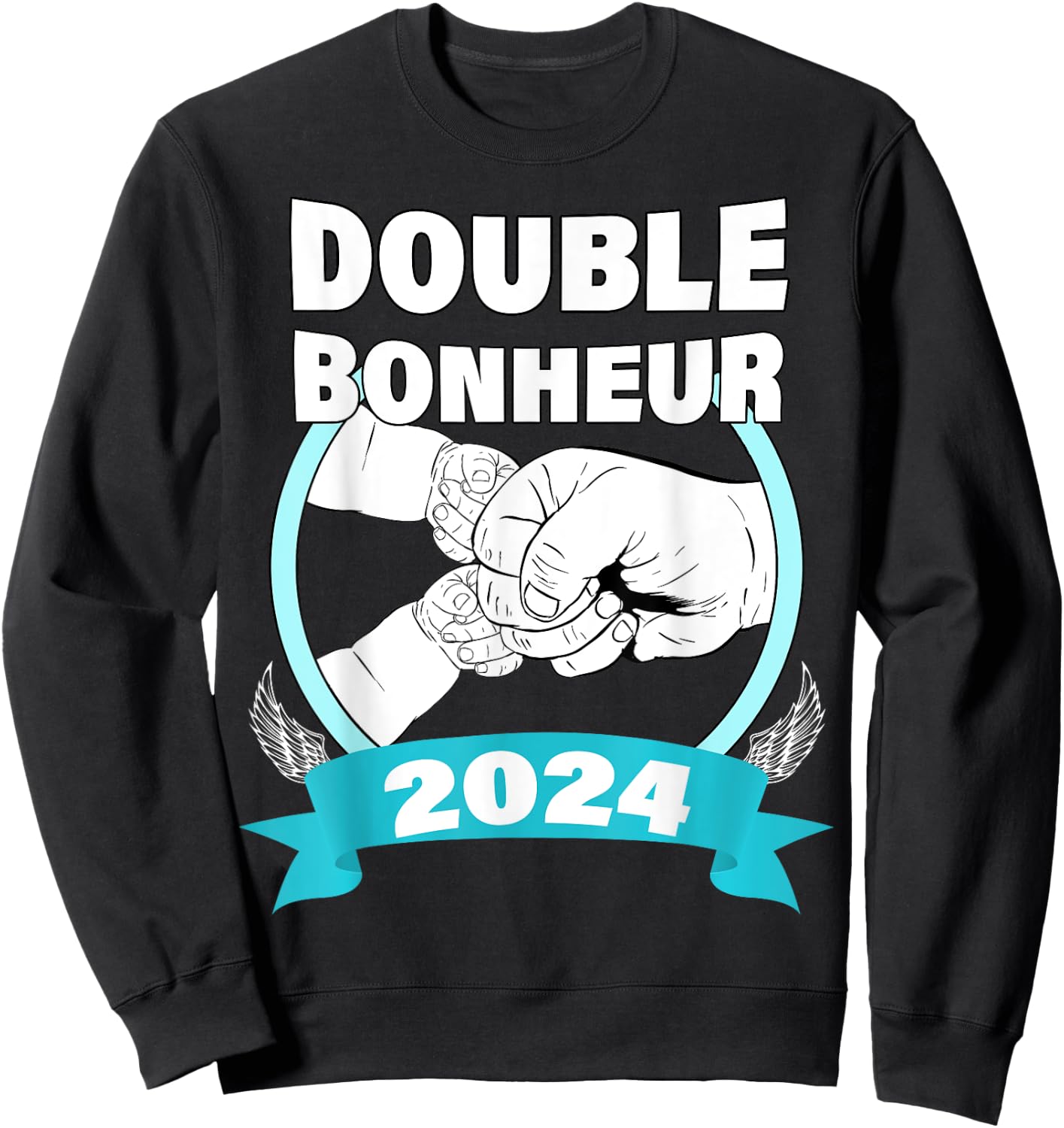 Announcement Pregnancy Baby Daddy Of Twins Double Happiness 2024 , Black, S Sweatshirt - Sweatshirt | Black