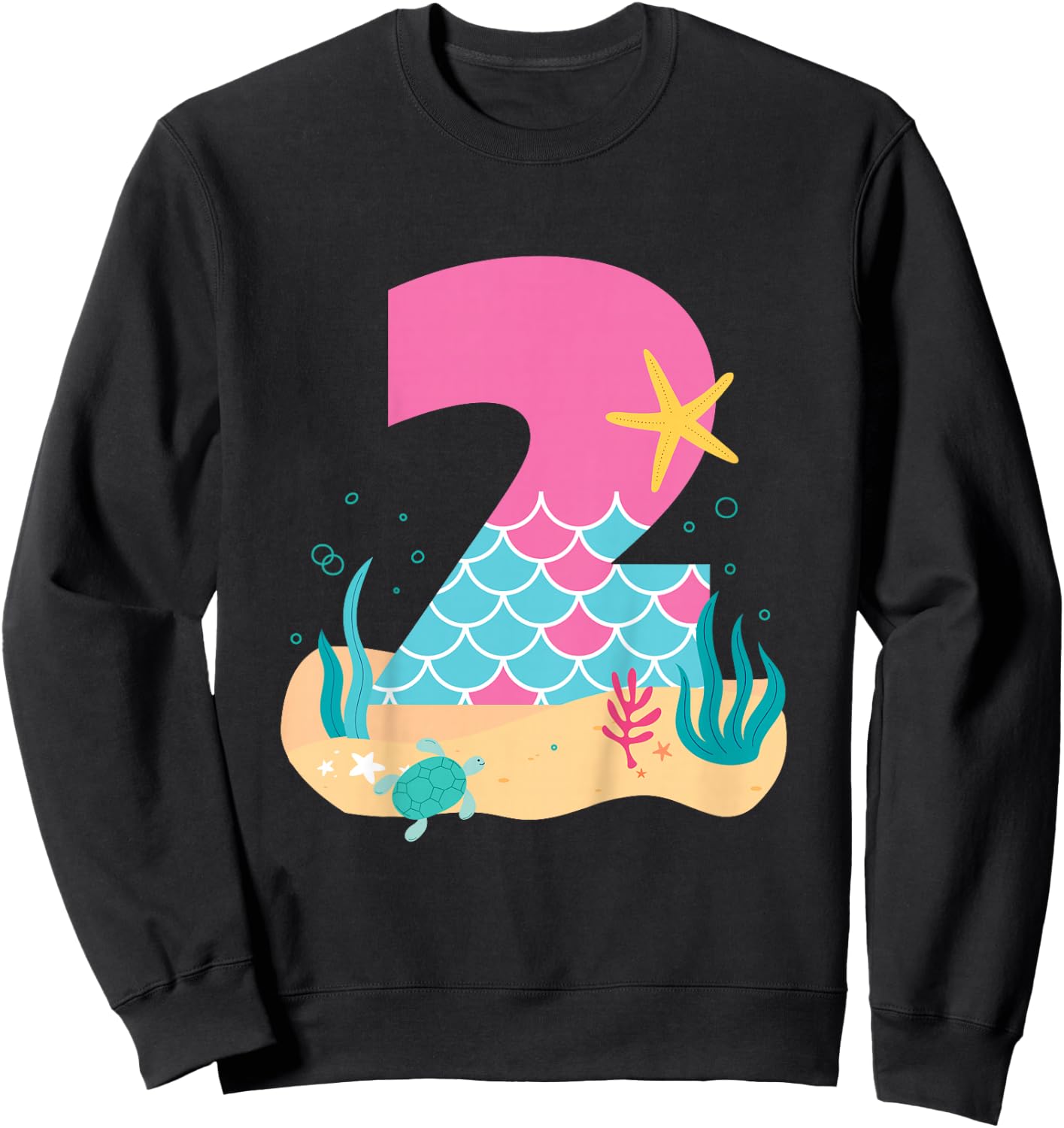 Kids Cute 2nd Birthday Outfits for Girls Mermaid 2 Year Old Sweatshirt - Sweatshirt | Black