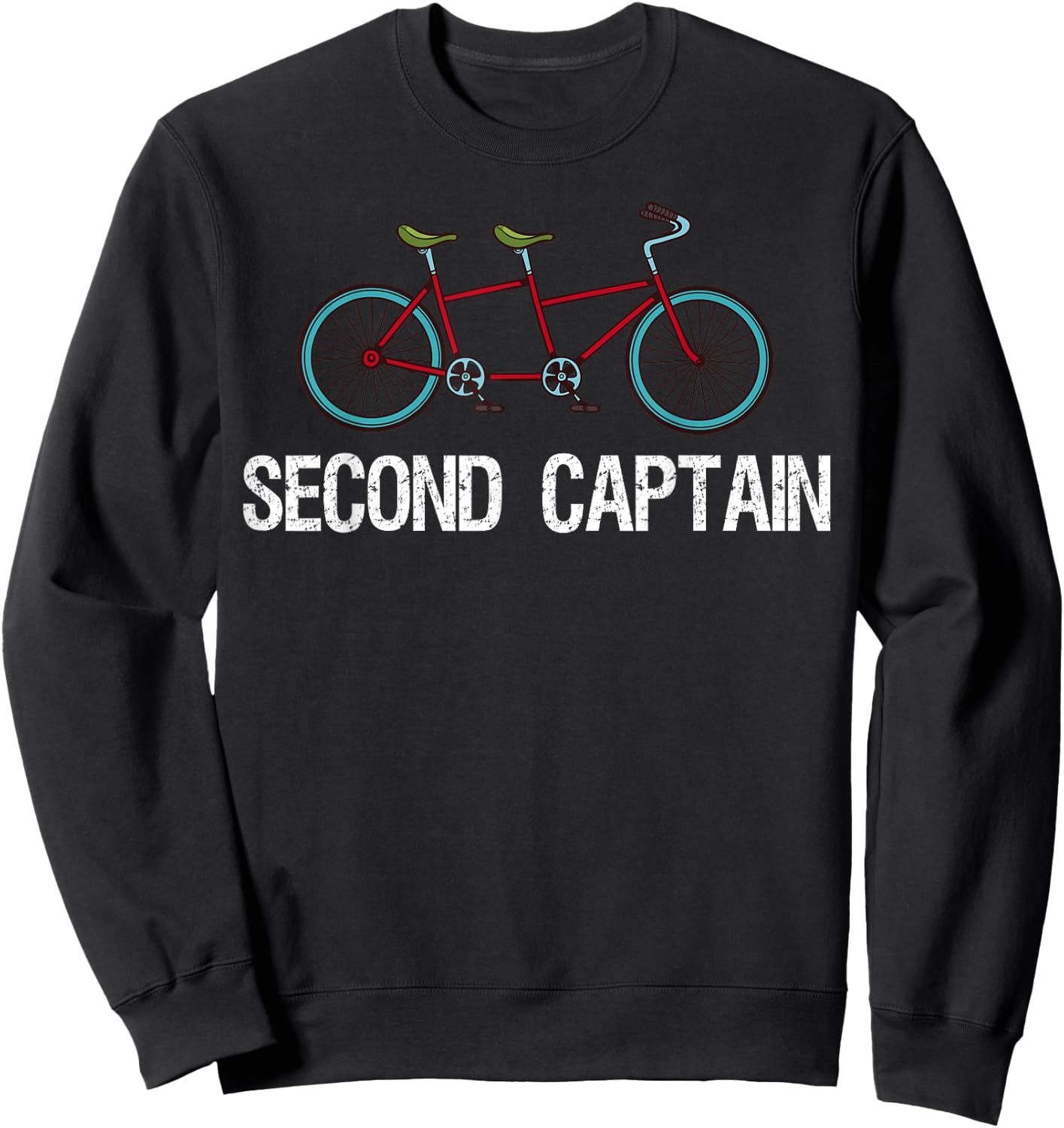 Tandem Bike Second Captain Gifts Bicycle Cycling Sweatshirt - Sweatshirt | Black
