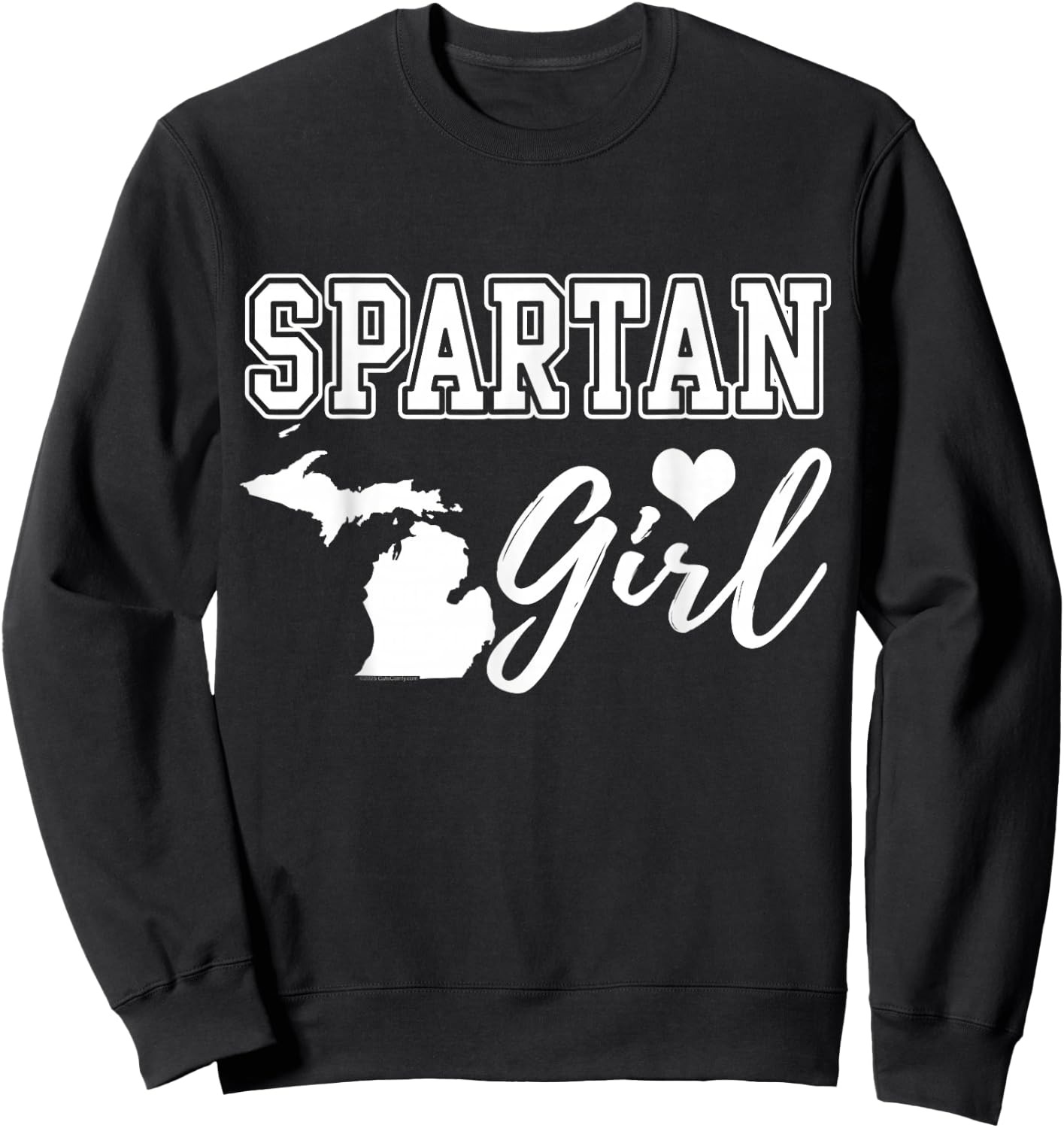 Spartan Girl Home Heart State Map Shape Women Girls Sweatshirt - Sweatshirt | Black