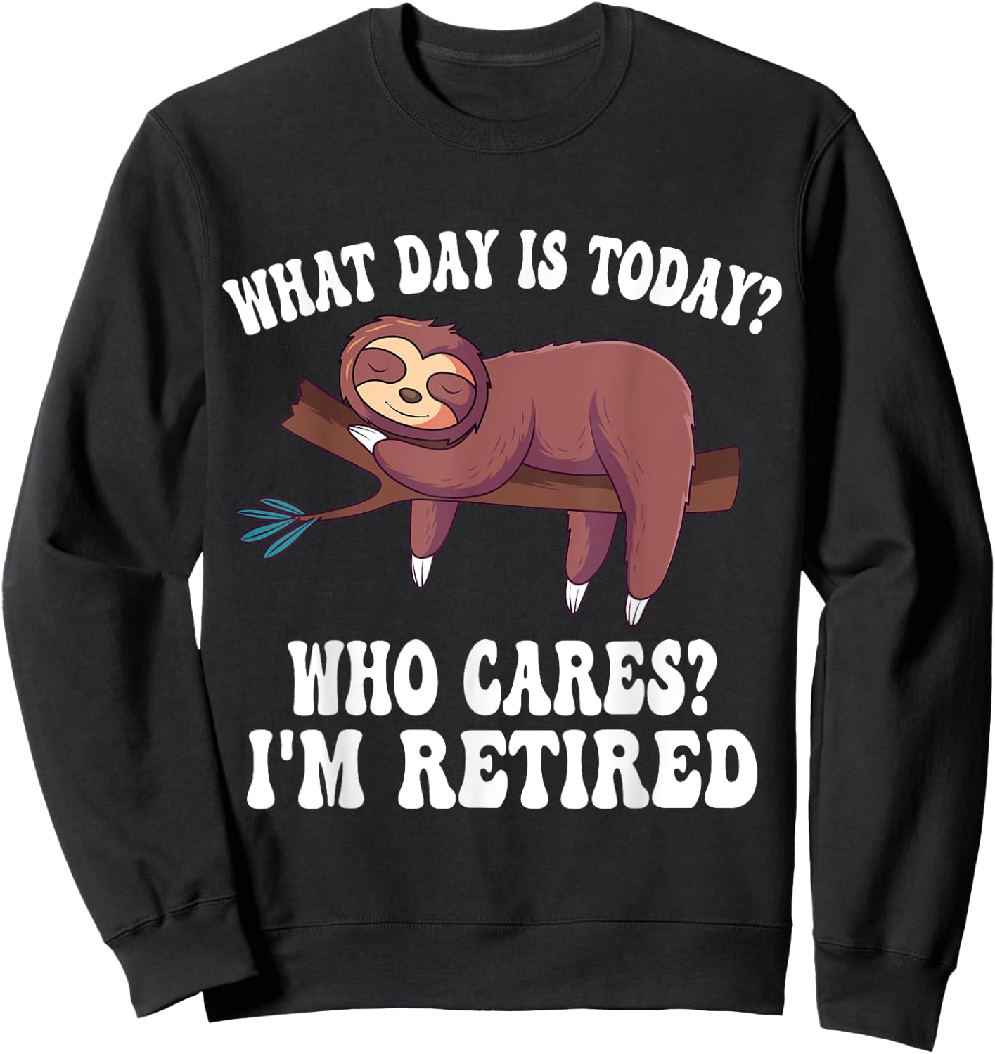 What Day Is Today Who Cares I'm Retired Sloth Retirement Sweatshirt - Sweatshirt | Black