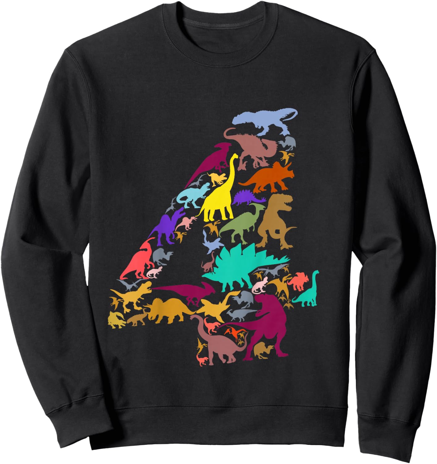 Kids Dinosaur 4th Birthday Boy 4 Years T-Rex Party Rawr I'm 4 Sweatshirt - Sweatshirt | Black