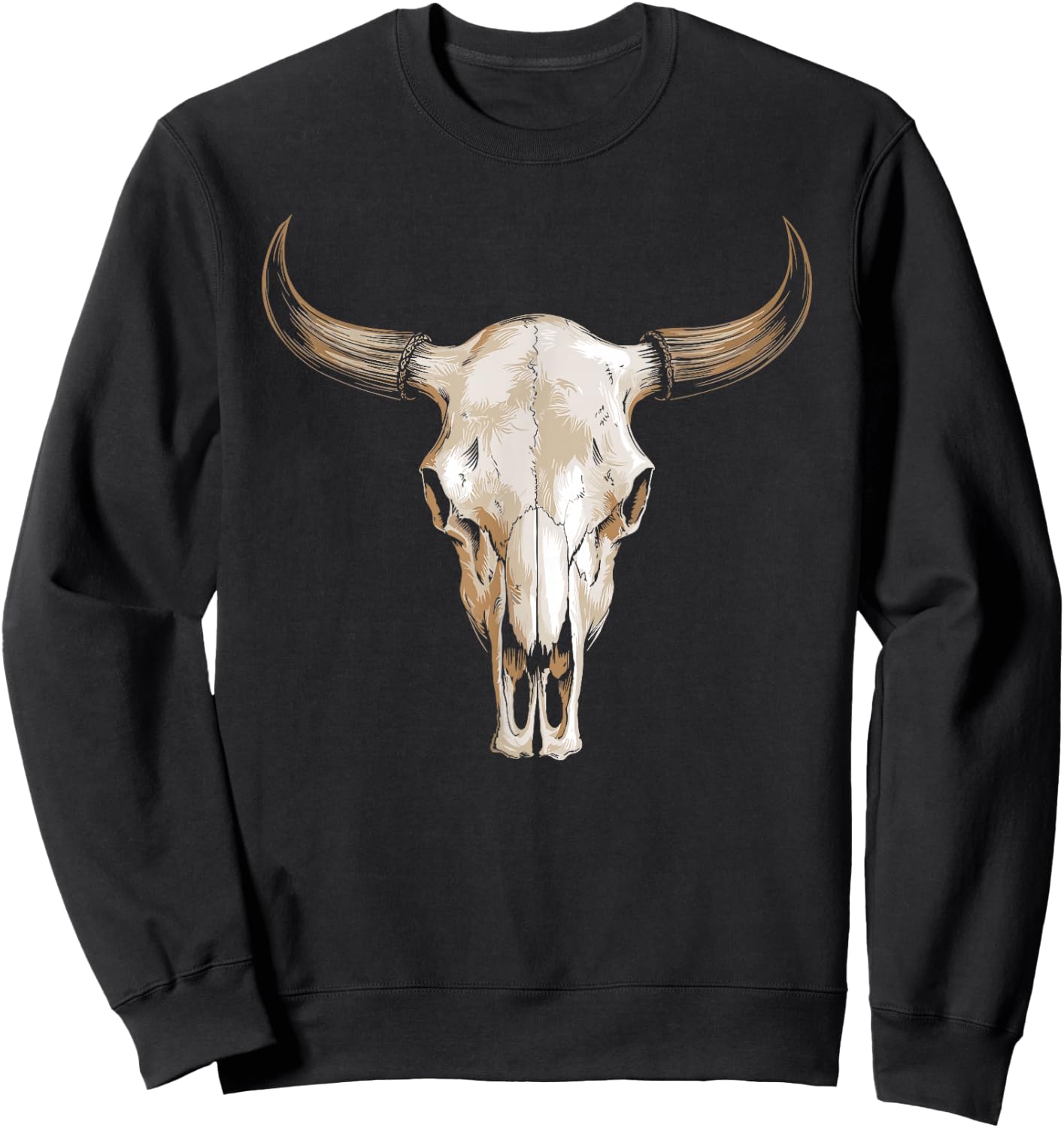 Boho Cow Skull Sweatshirt - Sweatshirt | Black