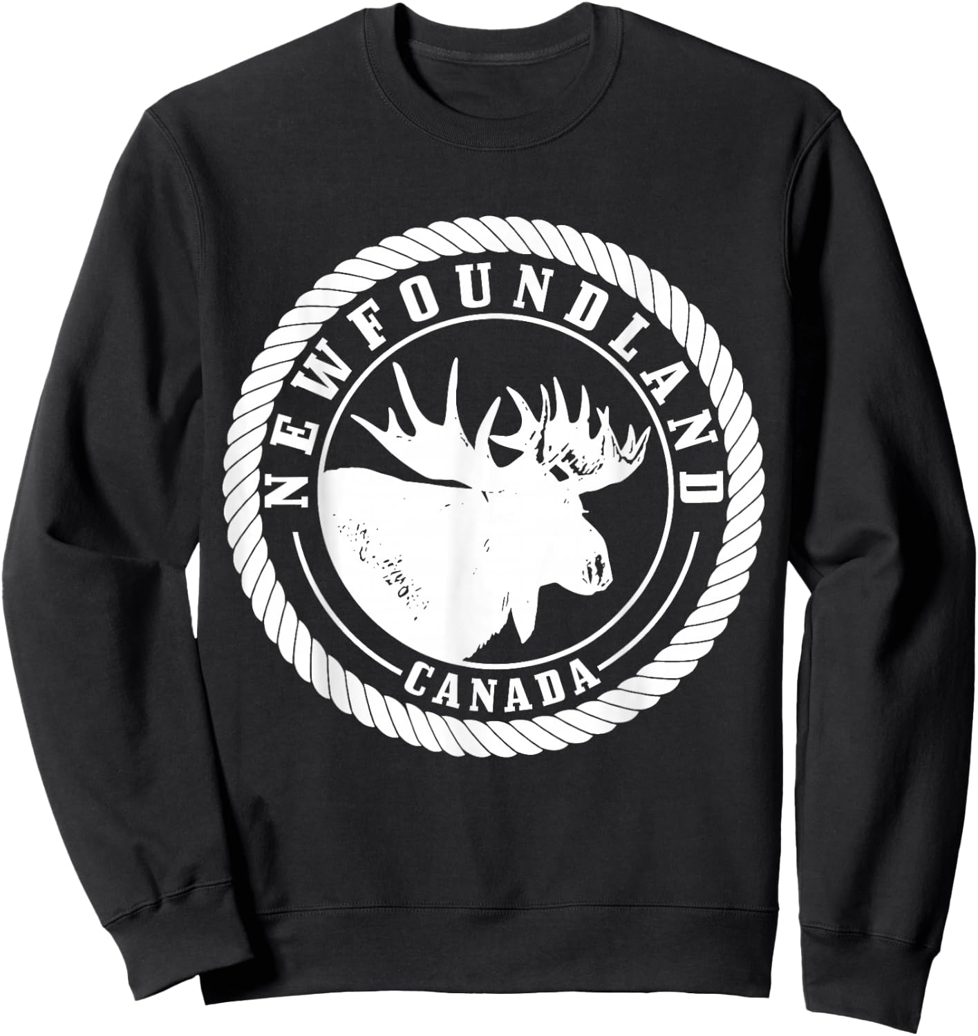 Newfoundland Canada Elk Vintage Hiking Nature Canadian Sweatshirt - Sweatshirt | Black