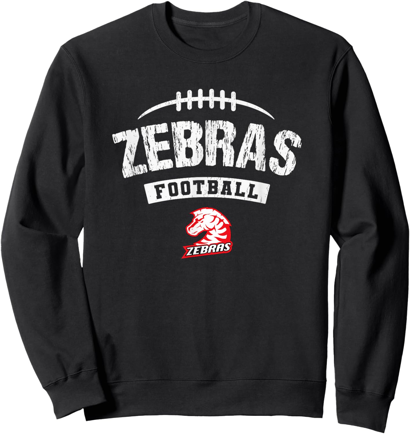 Claremore Zebras Logo Football Distressed HS Sweatshirt - Sweatshirt | Black