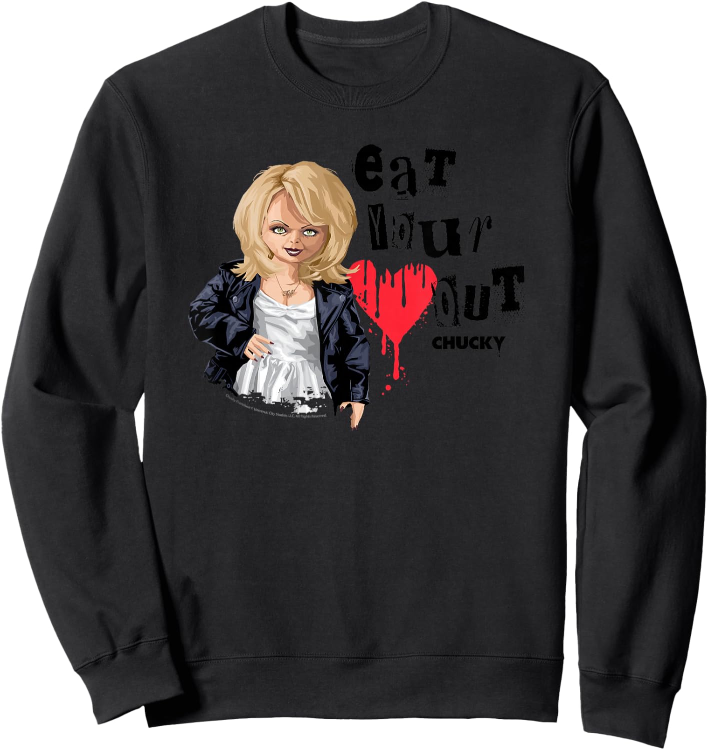 Chucky Tiffany Eat Your Heart Out Valentine Sweatshirt - Sweatshirt | Black