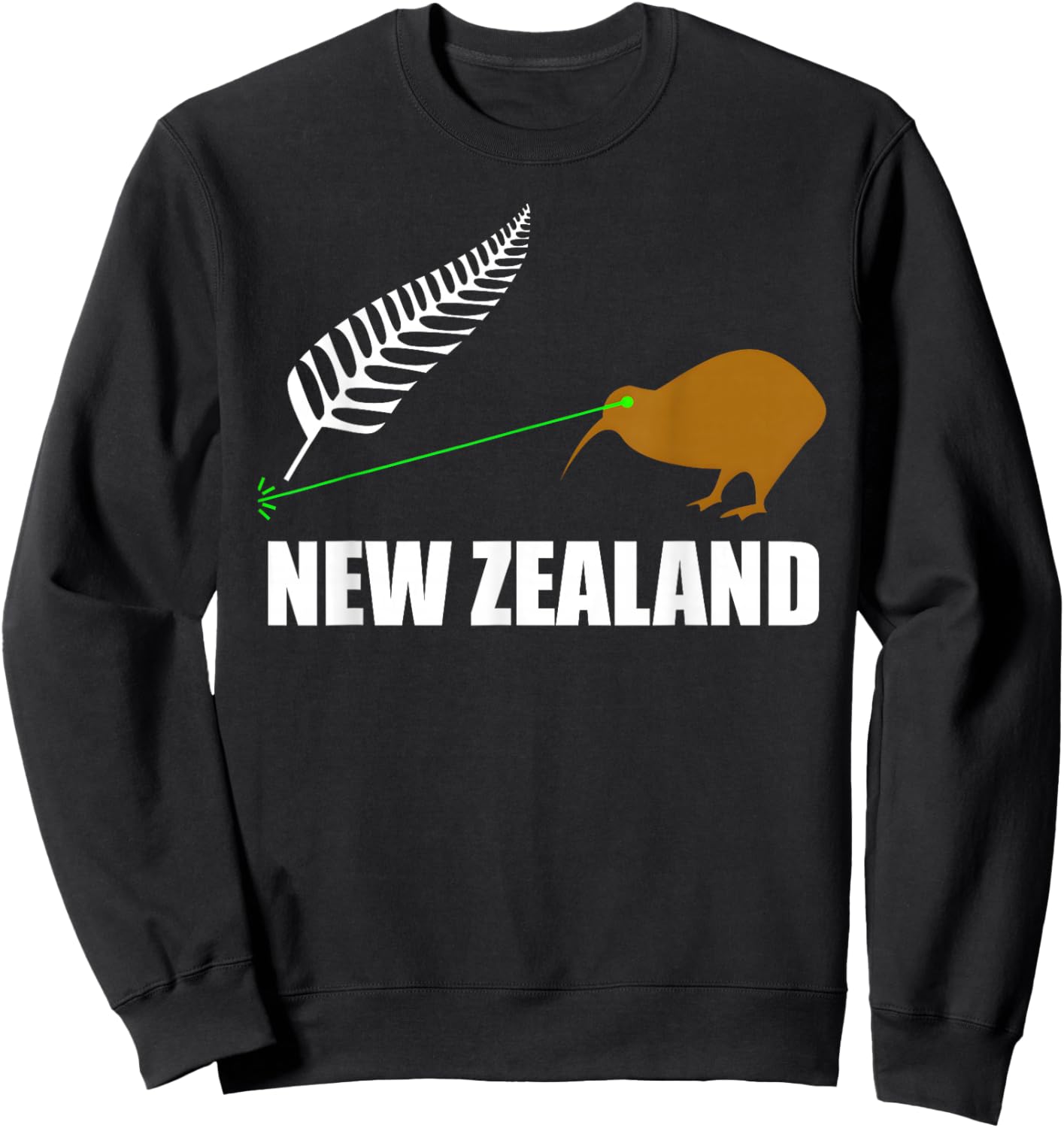 Laser Kiwi Flag New Zealand Flag Sweatshirt - Sweatshirt | Black