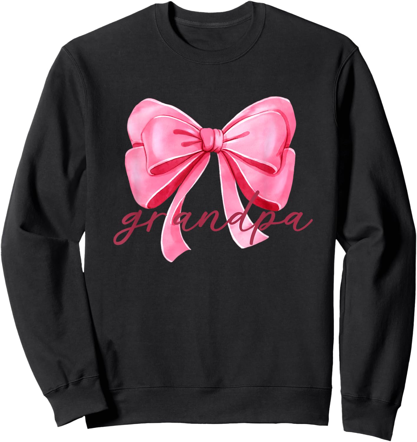 Grandpa Pink Bow Birthday Baby Shower Family Pink Ribbon Sweatshirt - Sweatshirt | Black