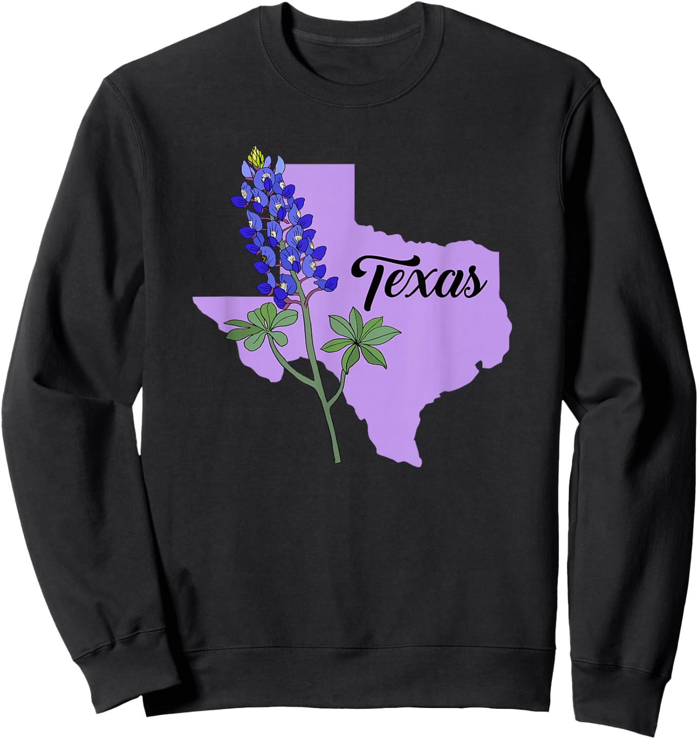 Texas Flower Bluebonnet Sweatshirt - Sweatshirt | Black